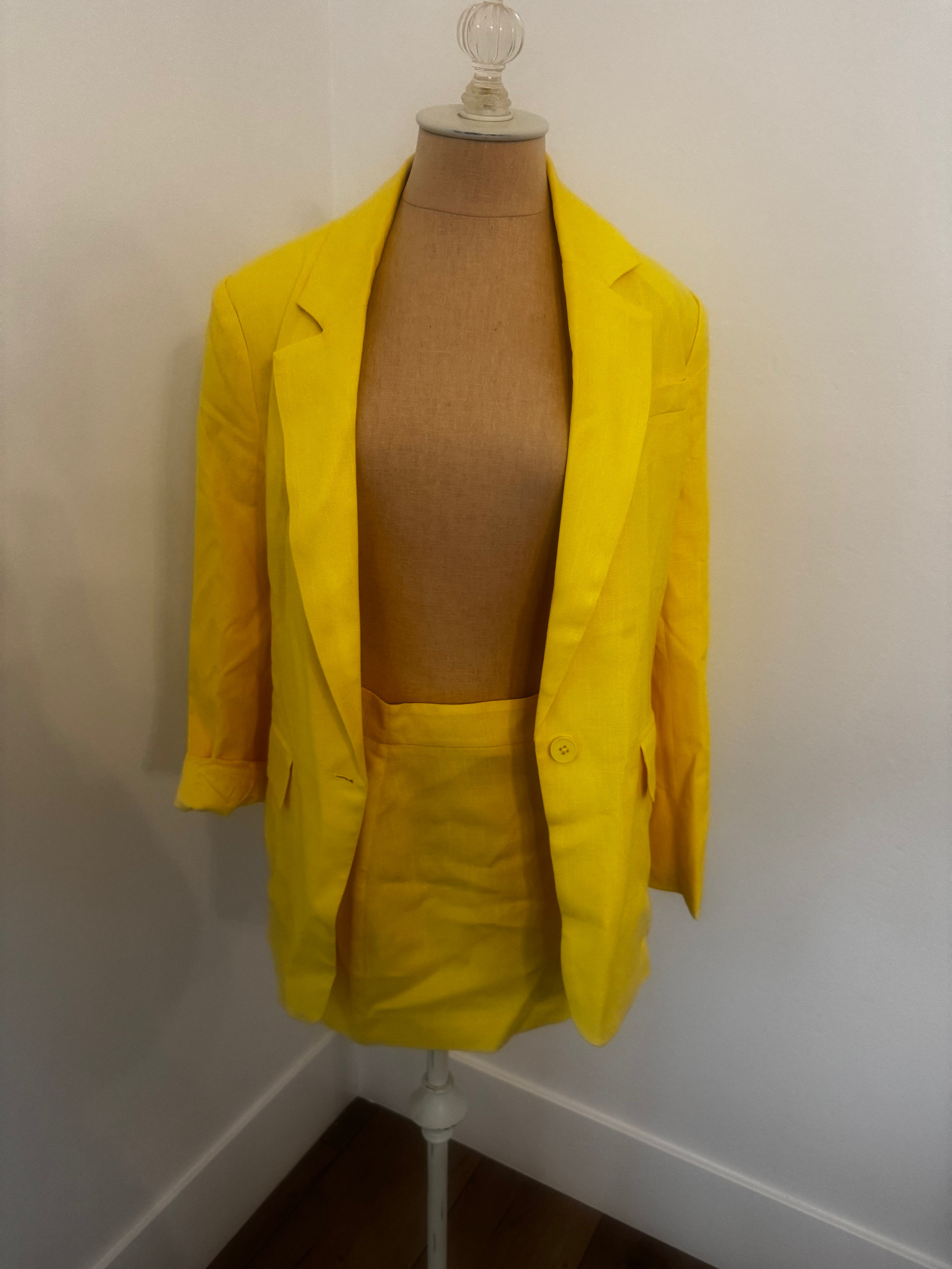Yellow 2-Piece Blazer & Skirt Set