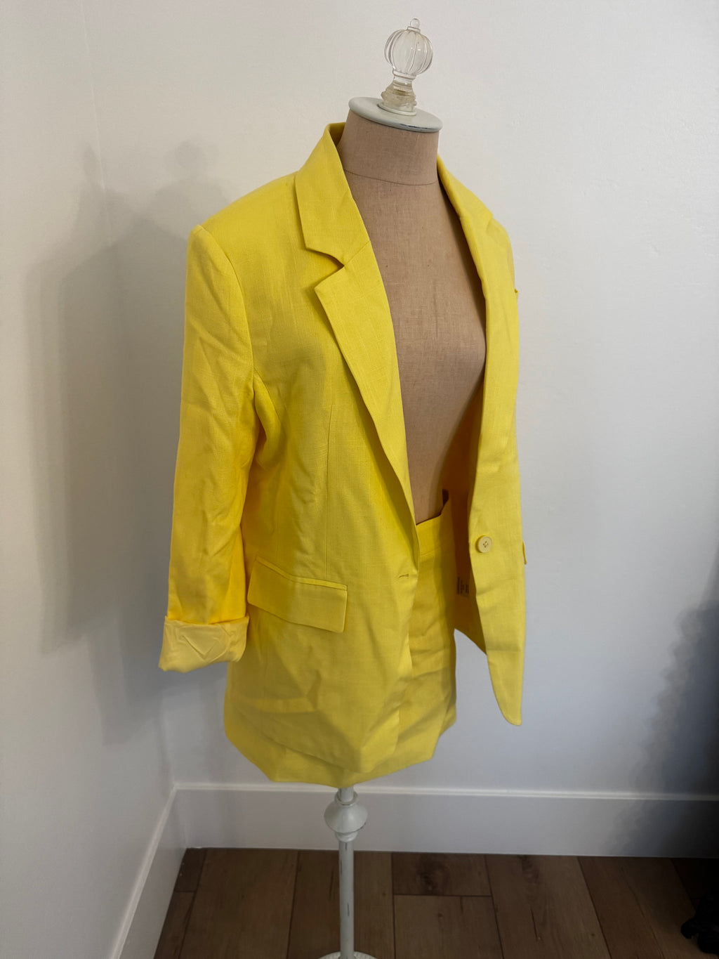 Yellow 2-Piece Blazer & Skirt Set