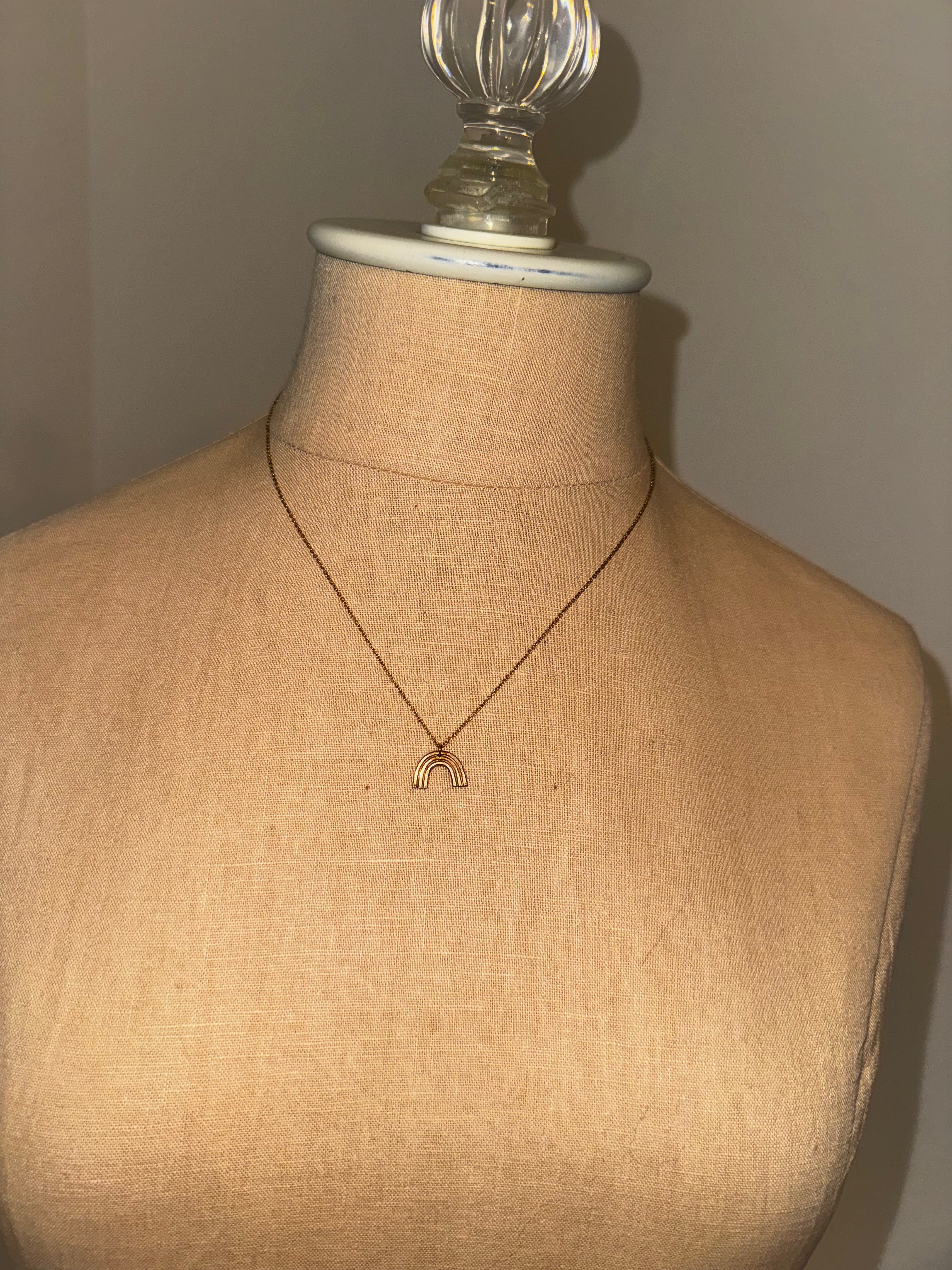 Gold Rainbow Charm Necklace