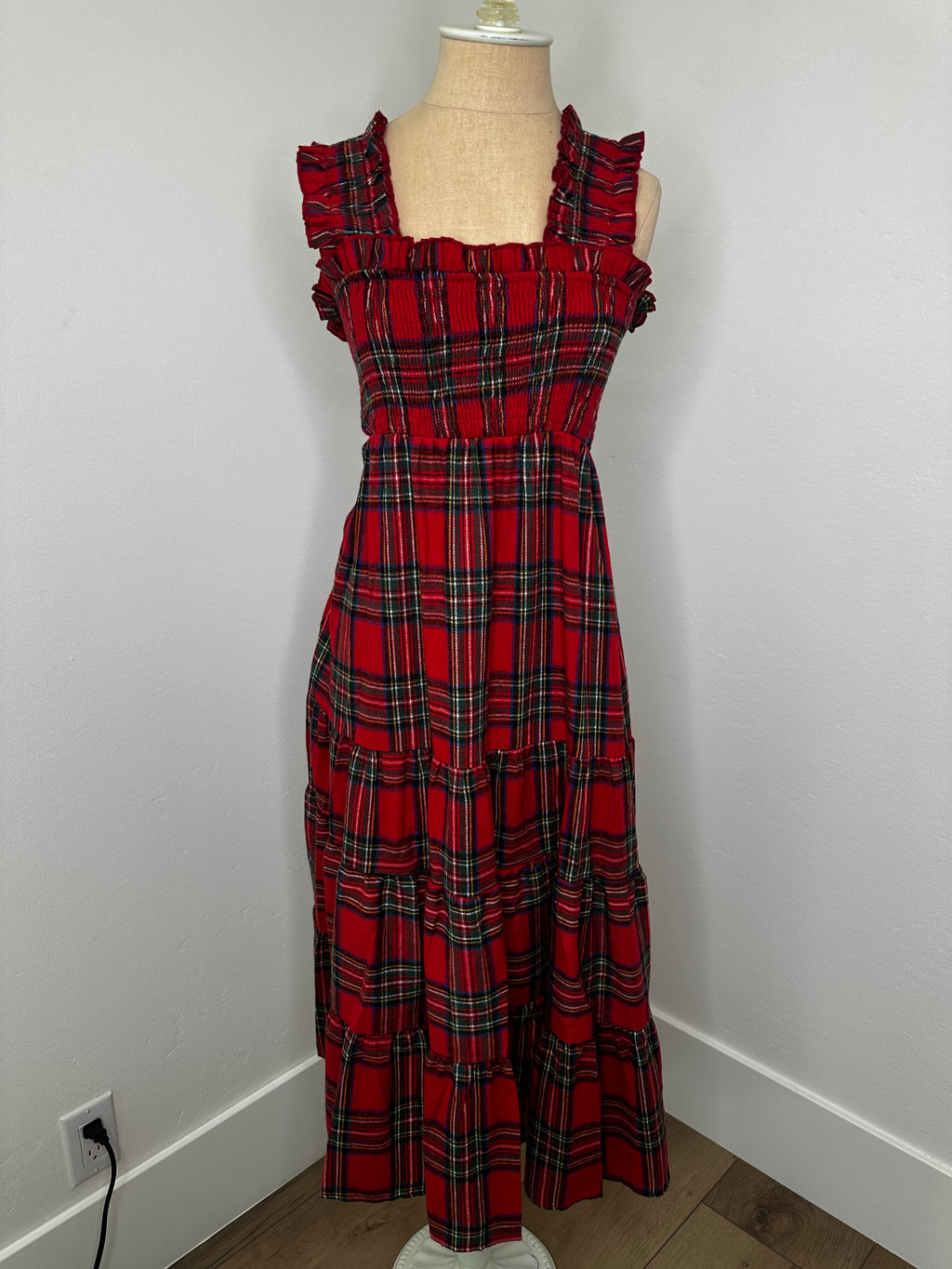 Red Plaid /Tartan Dress Ankle Length (Size Small)