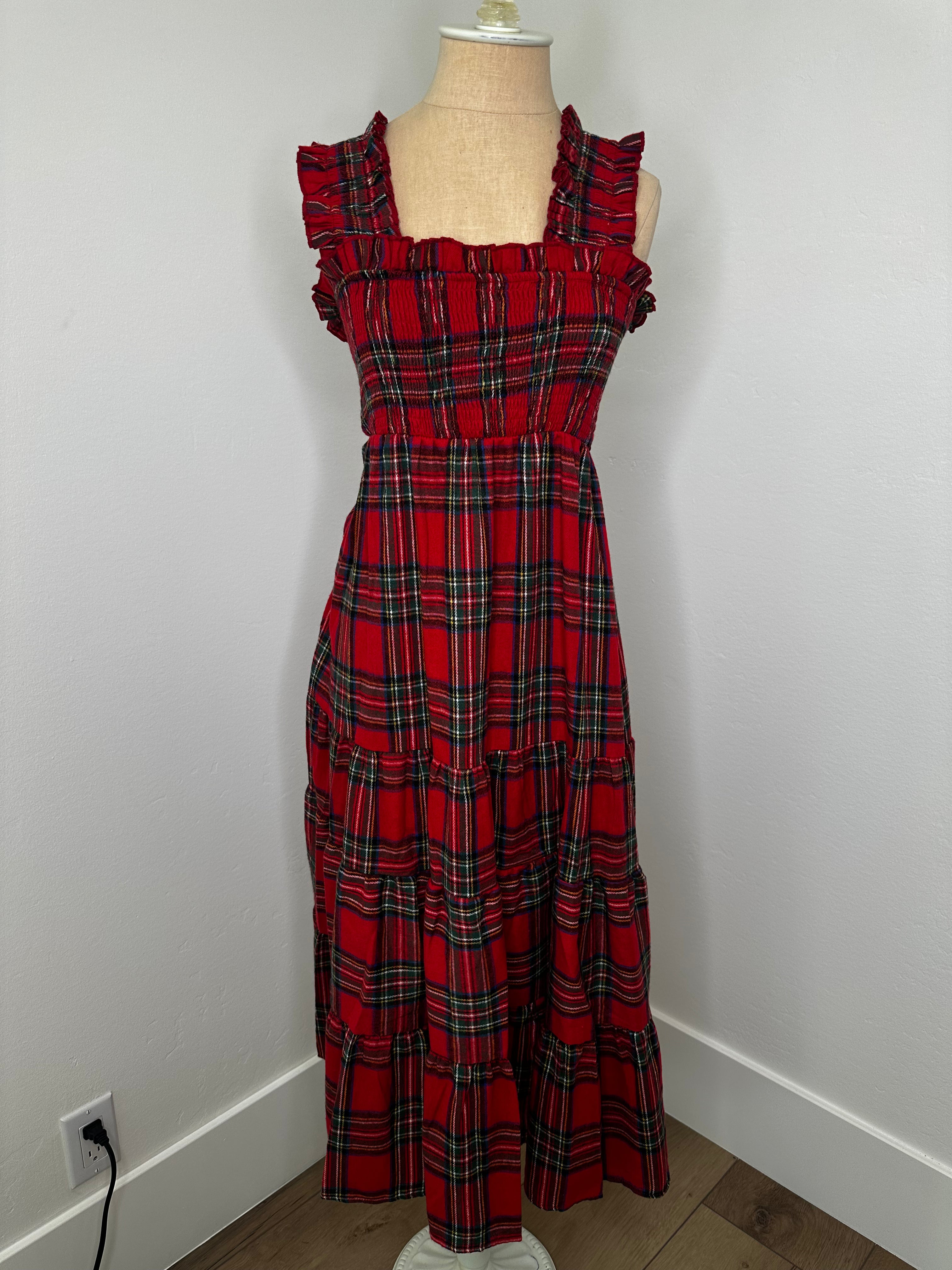 Red Plaid /Tartan Dress Ankle Length (Size Small)
