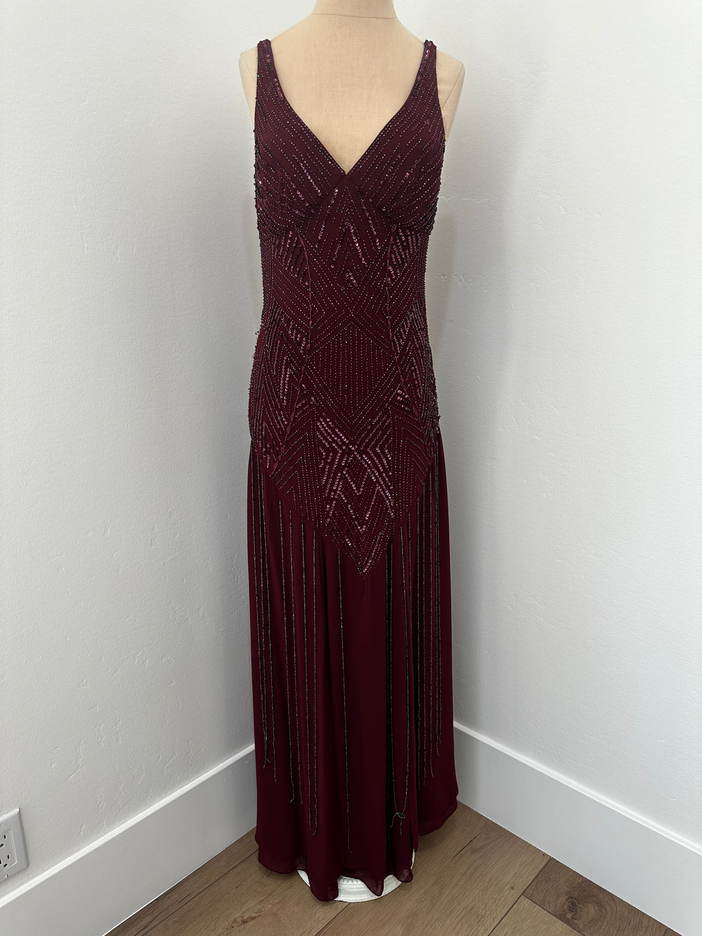 formal Plum Purple Beaded Dress (Size Medium)