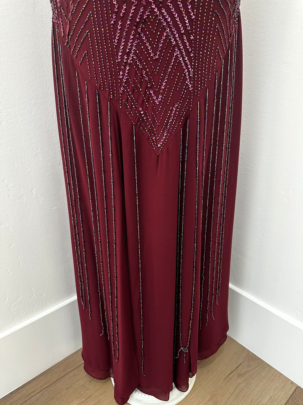 formal Plum Purple Beaded Dress (Size Medium)