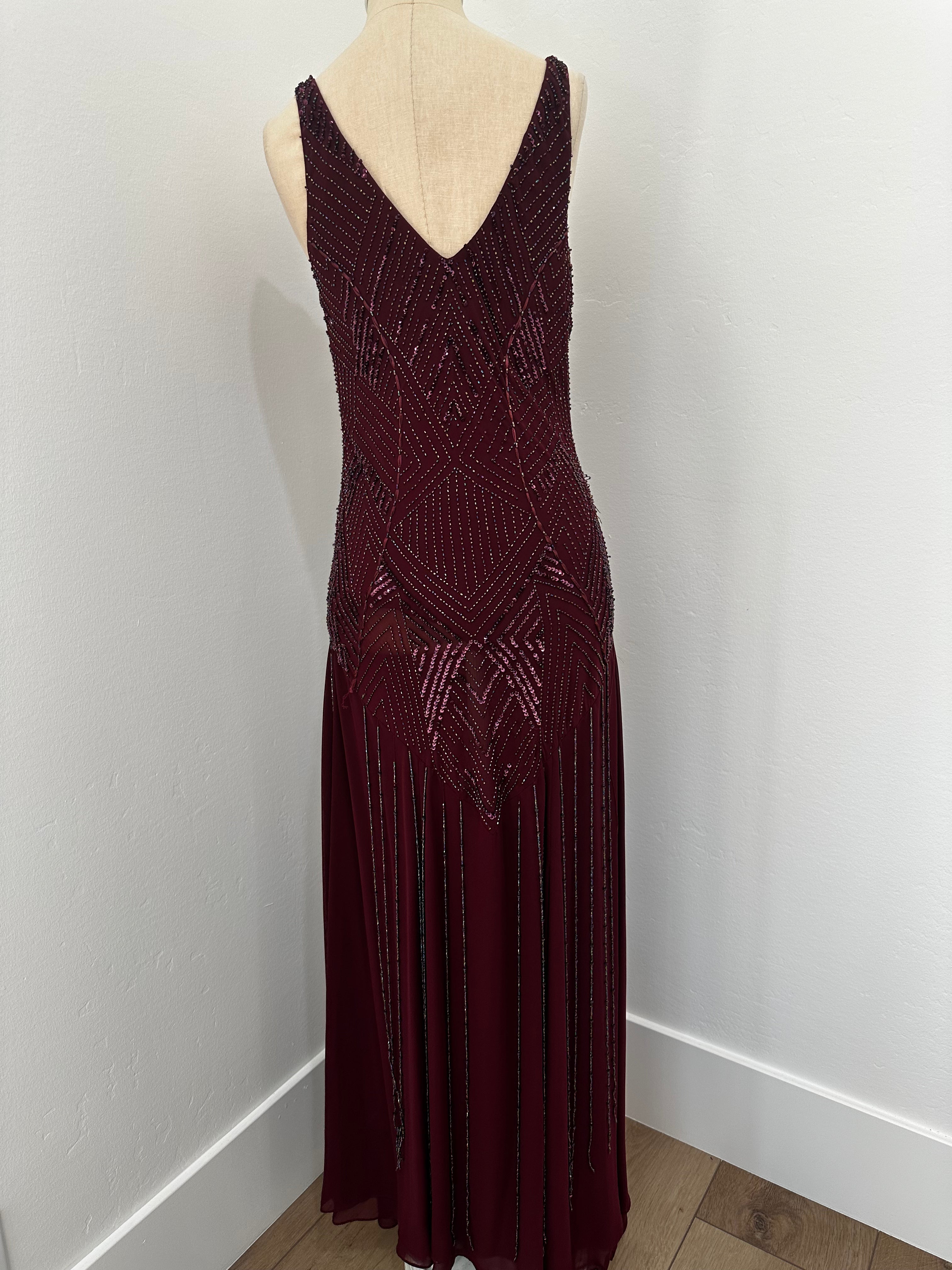 formal Plum Purple Beaded Dress (Size Medium)