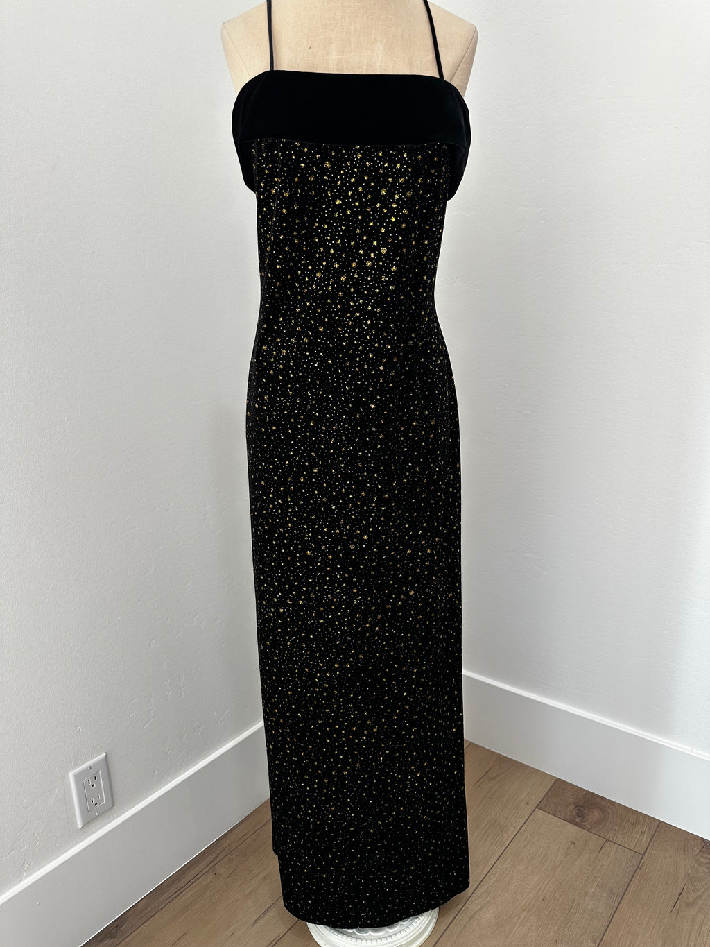 formal Black and Gold Dress (Size 8)
