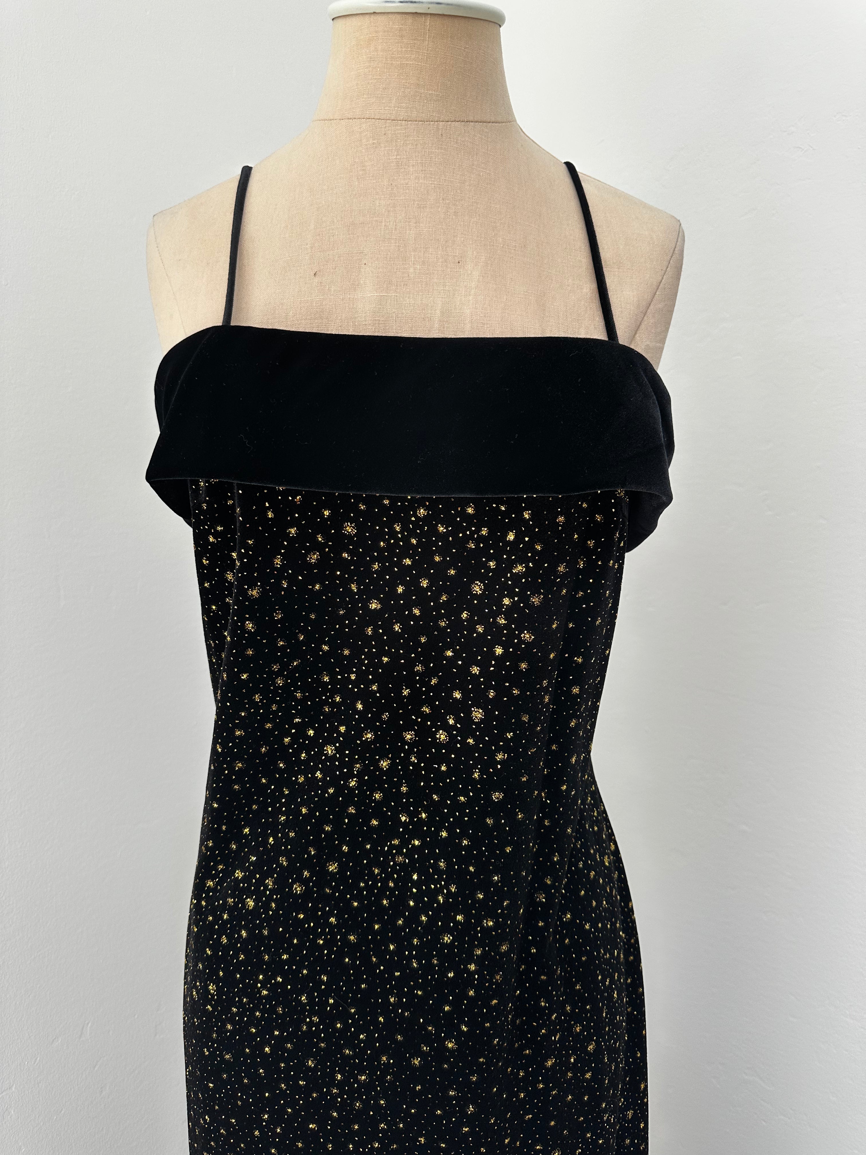formal Black and Gold Dress (Size 8)