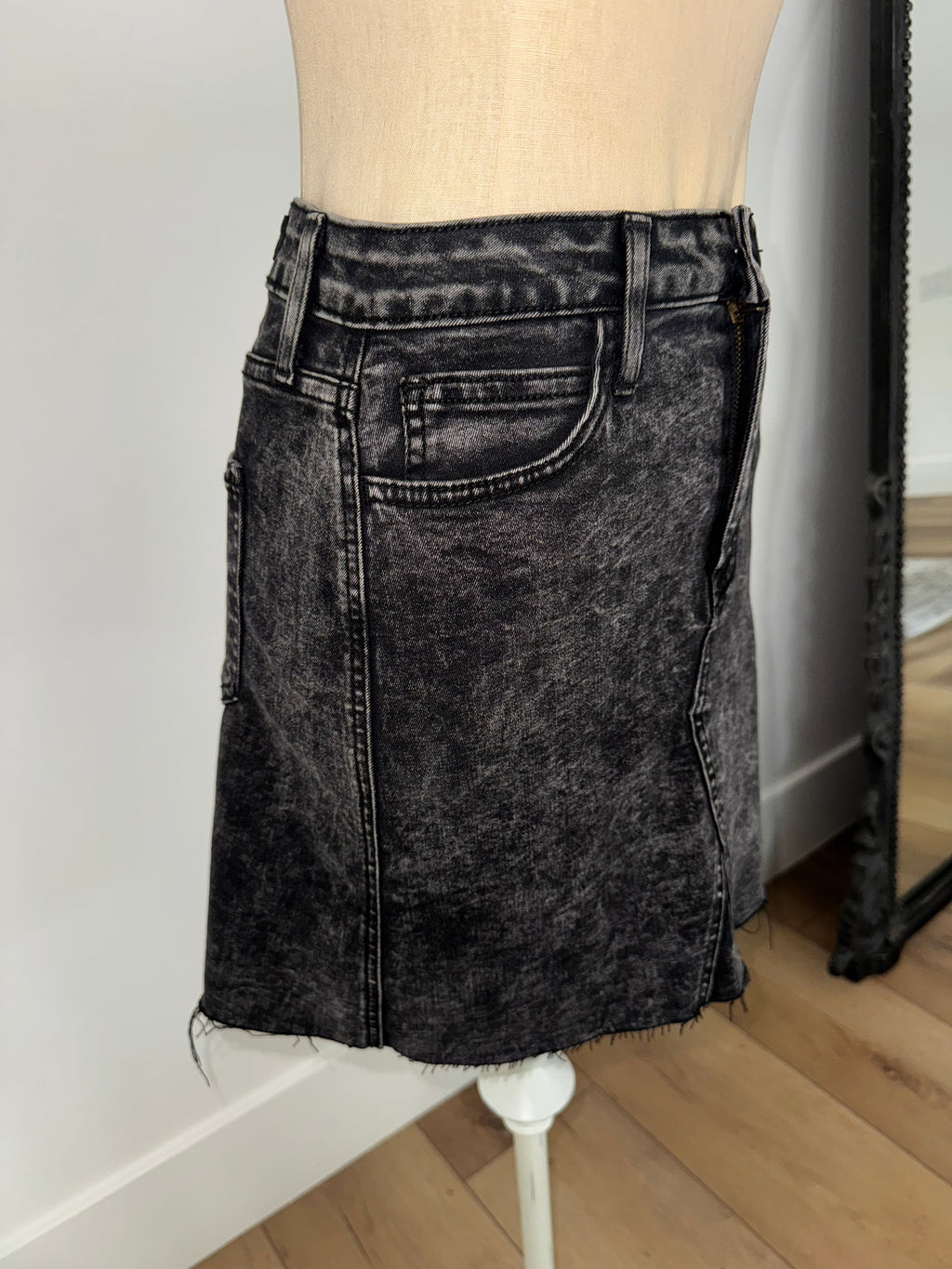 Black Jean Skirt (Size: XS but VERY Stretchy)