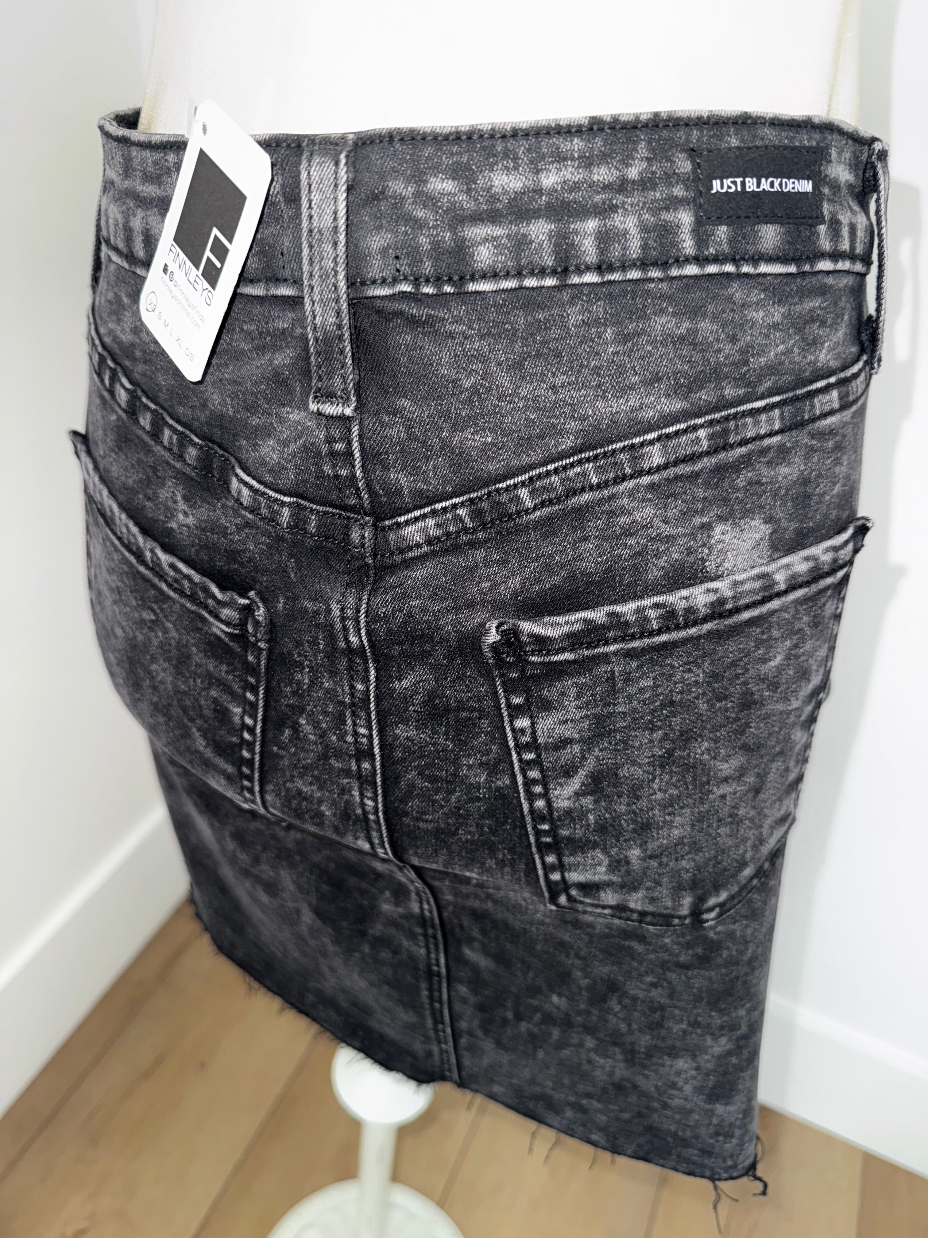 Black Jean Skirt (Size: XS but VERY Stretchy)