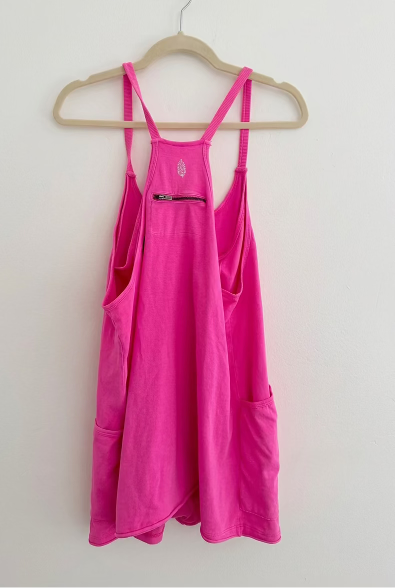 Pink Free People Romper (Size Small)