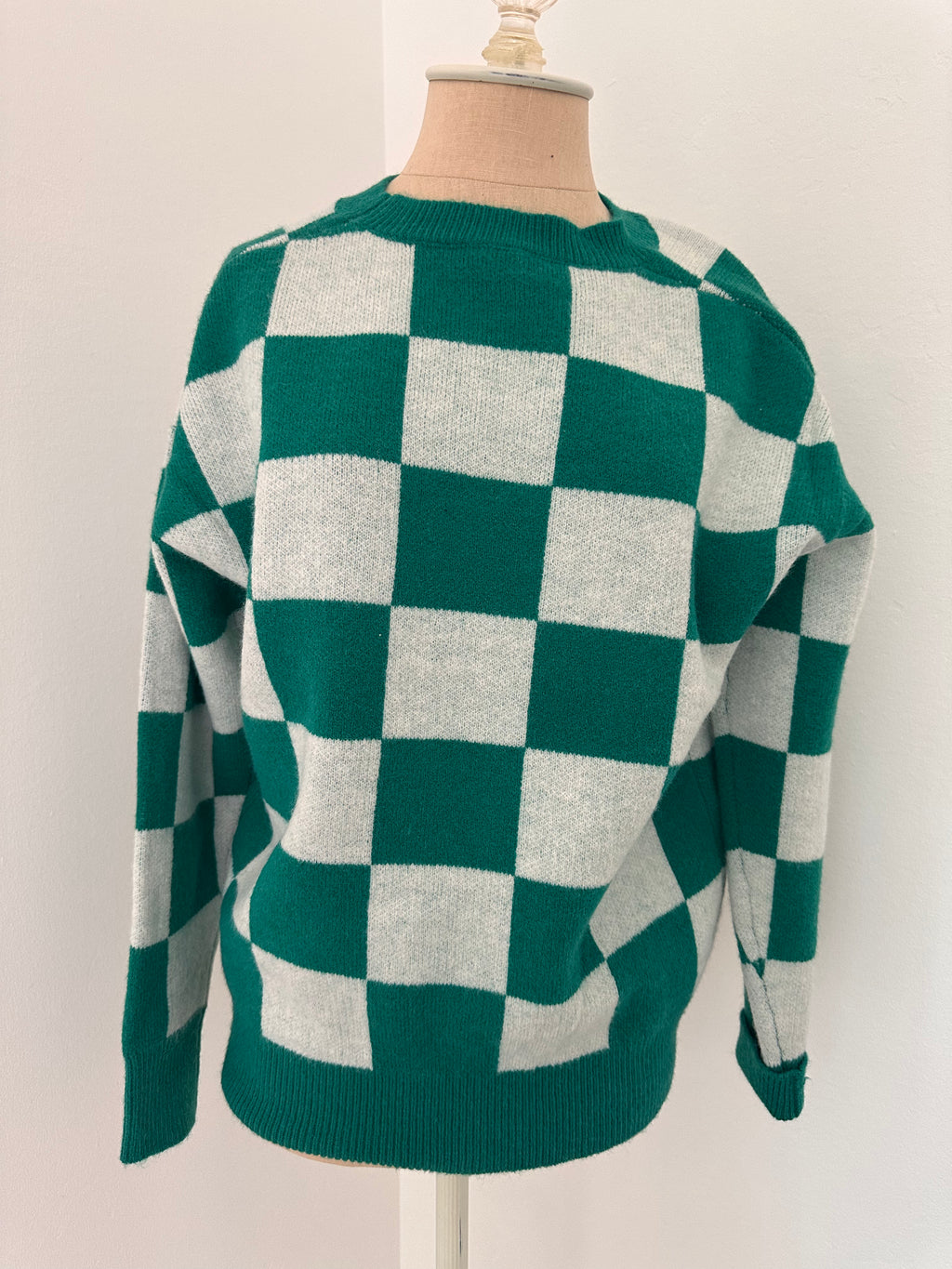 Green Checkered Sweater (Size Medium)
