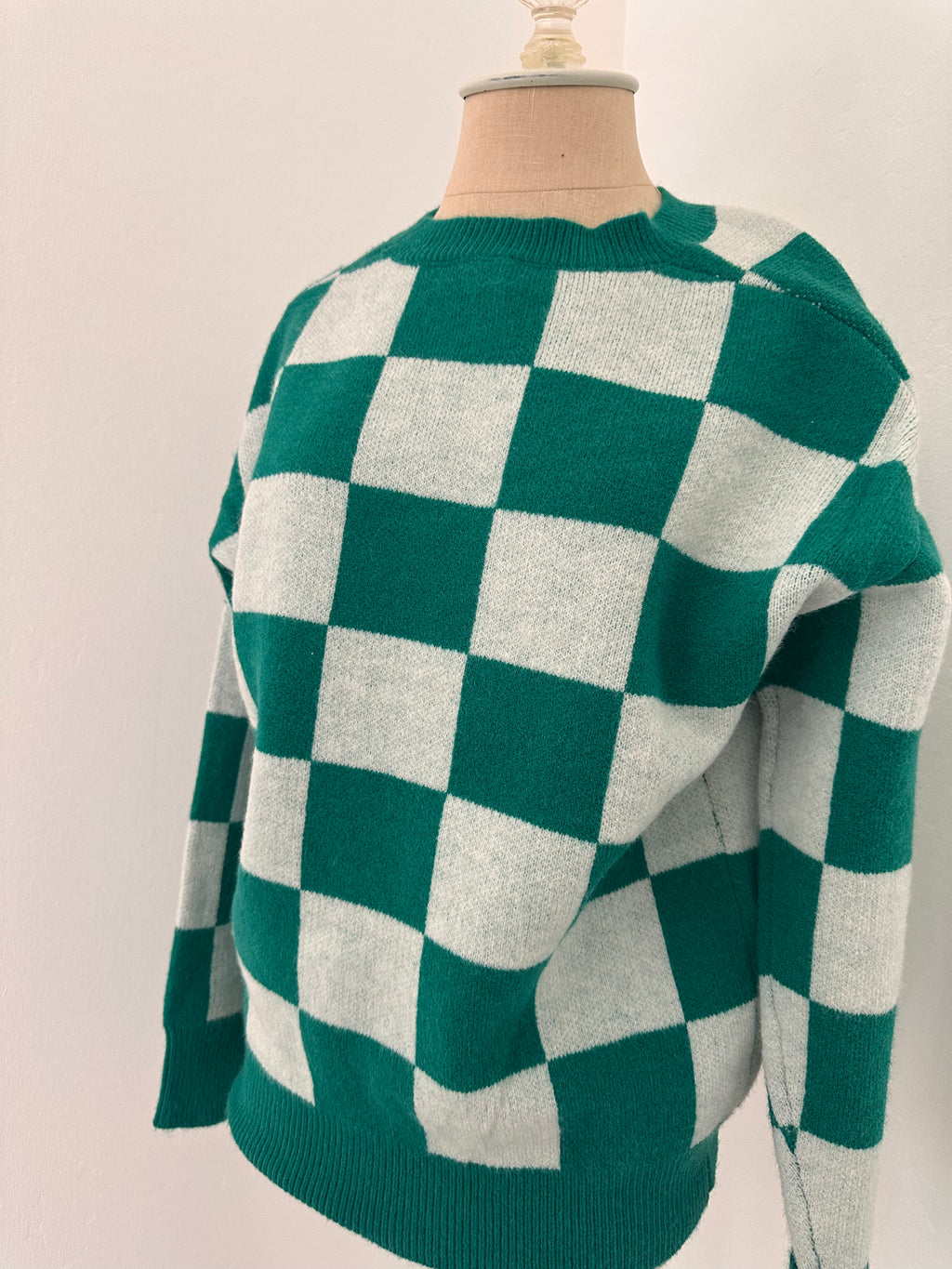 Green Checkered Sweater (Size Medium)