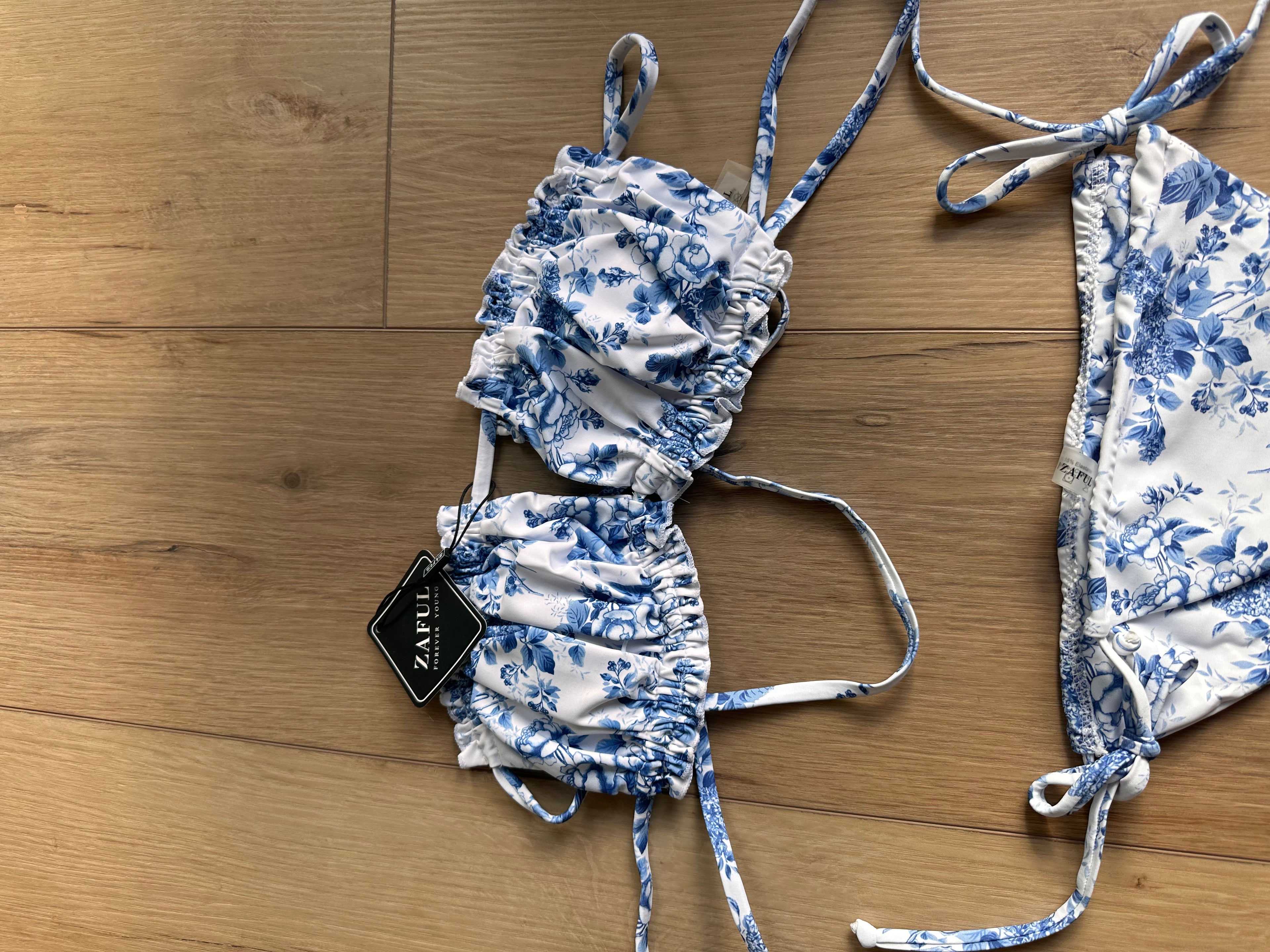 Blue and White Bikini Set New (Size Small)