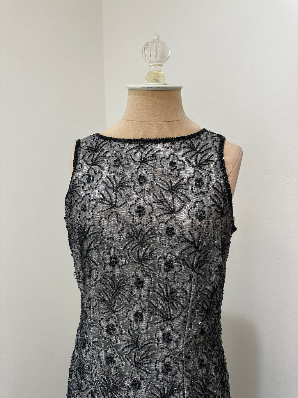 formal Gray Beaded Dress (Size 8 medium)