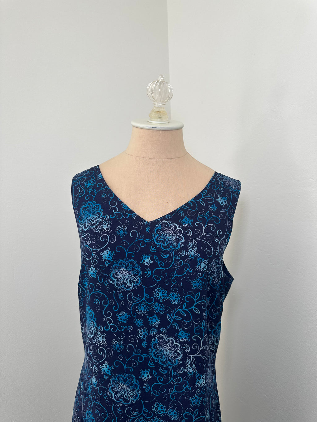 Blue Pattern Dress (Size Medium)