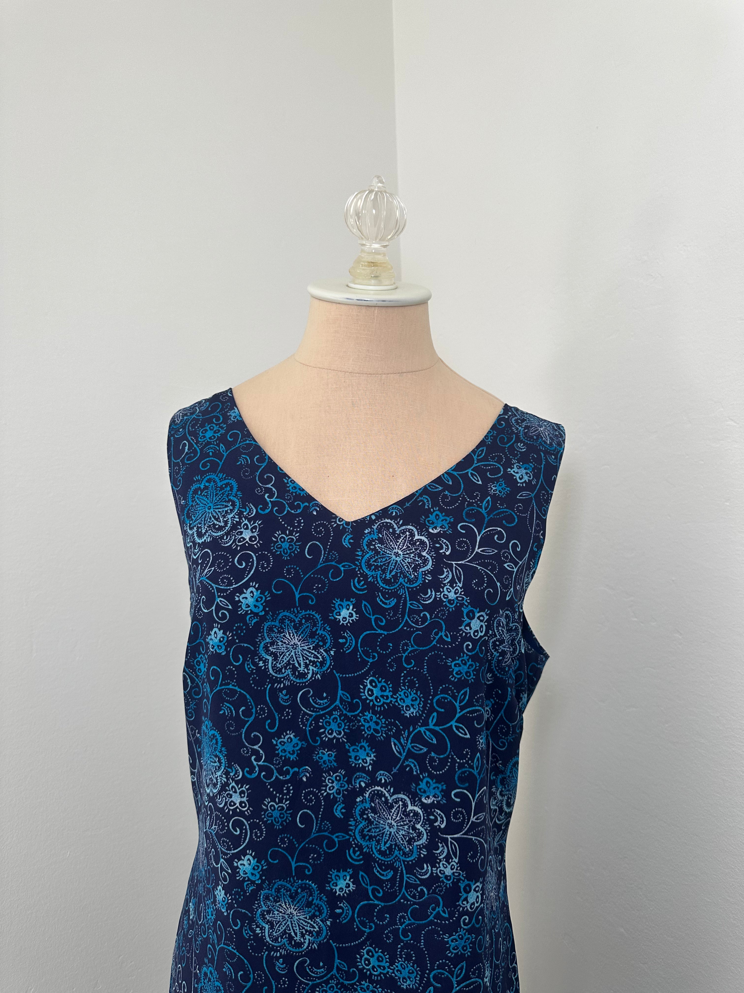 Blue Pattern Dress (Size Medium)