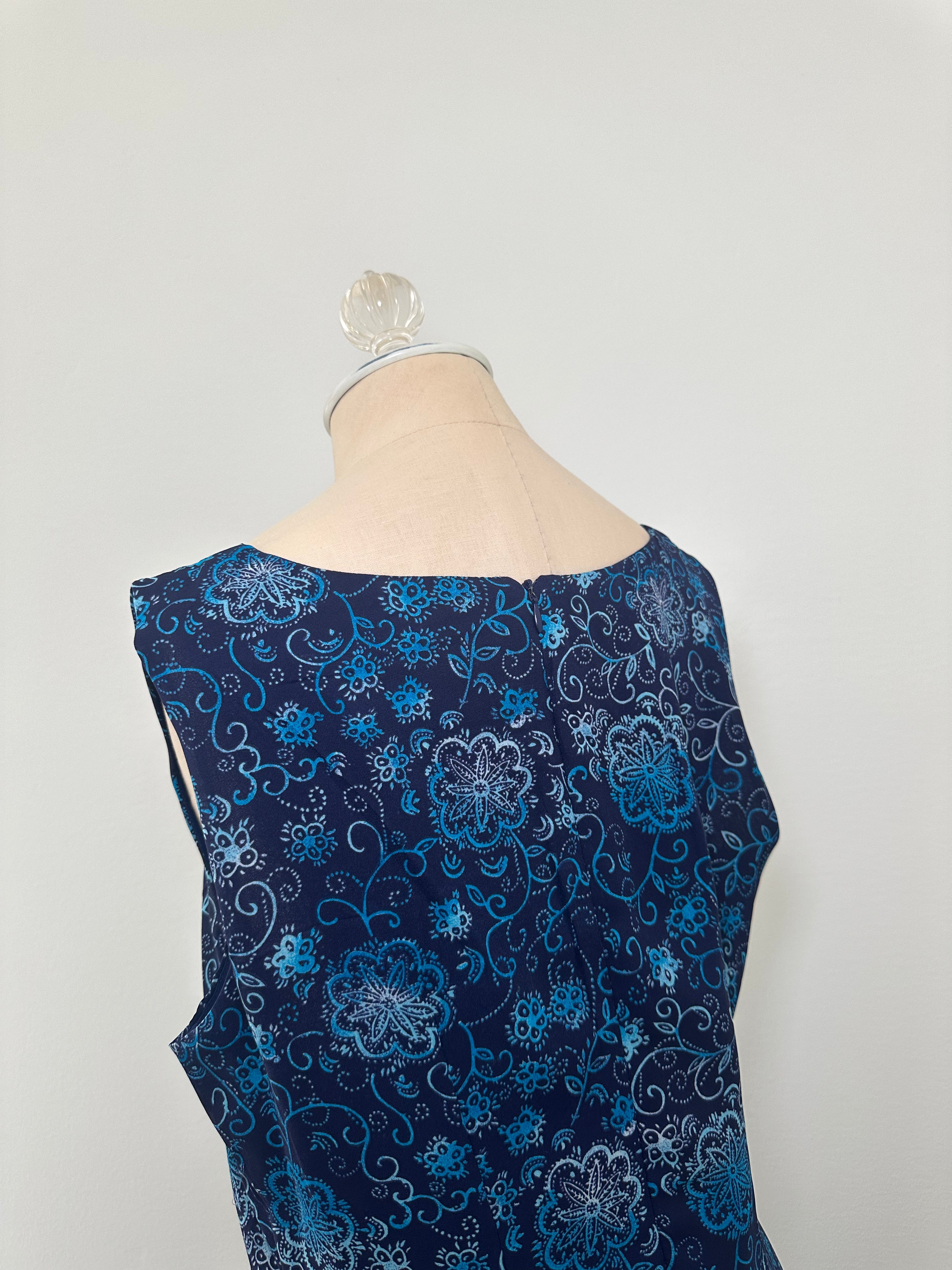 Blue Pattern Dress (Size Medium)