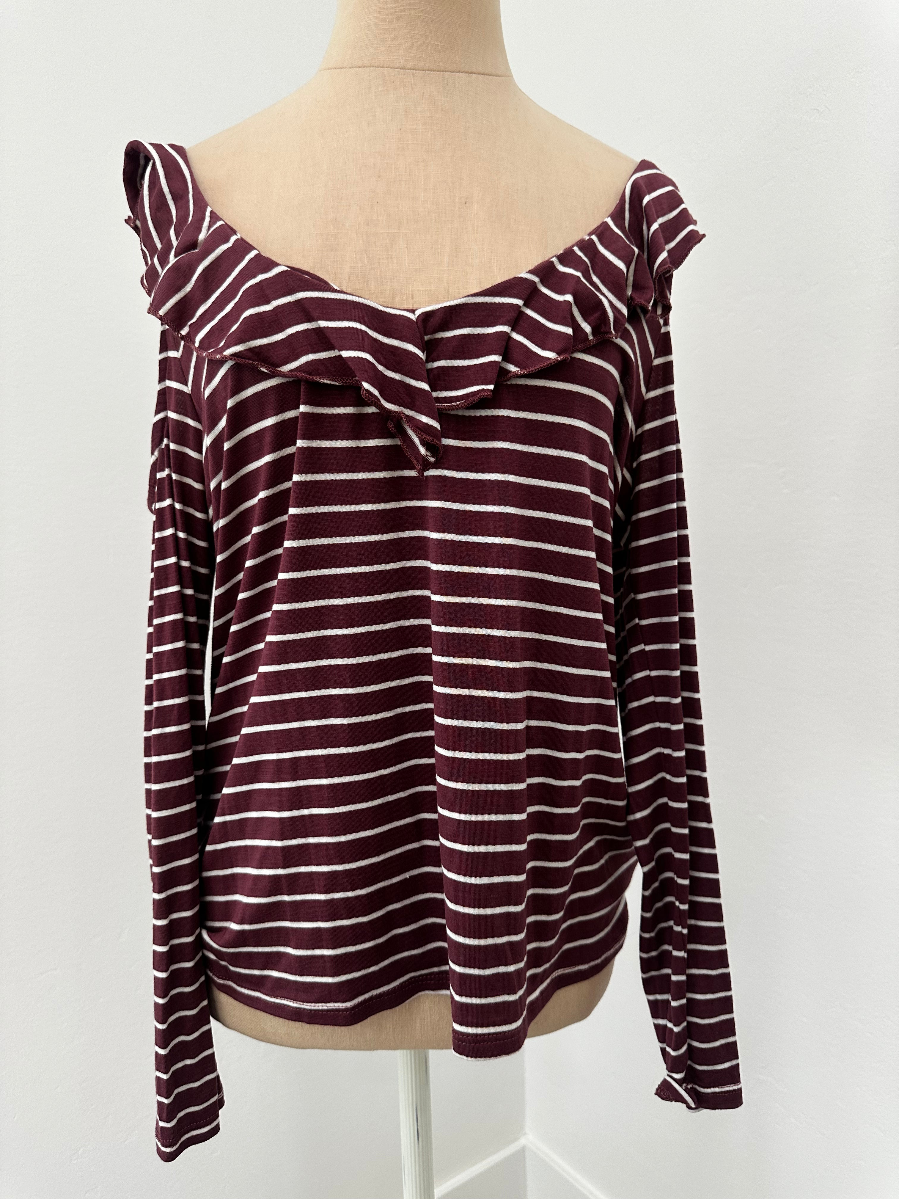 Purple Stripped Off Shoulder Top New with Tag(Size Large)