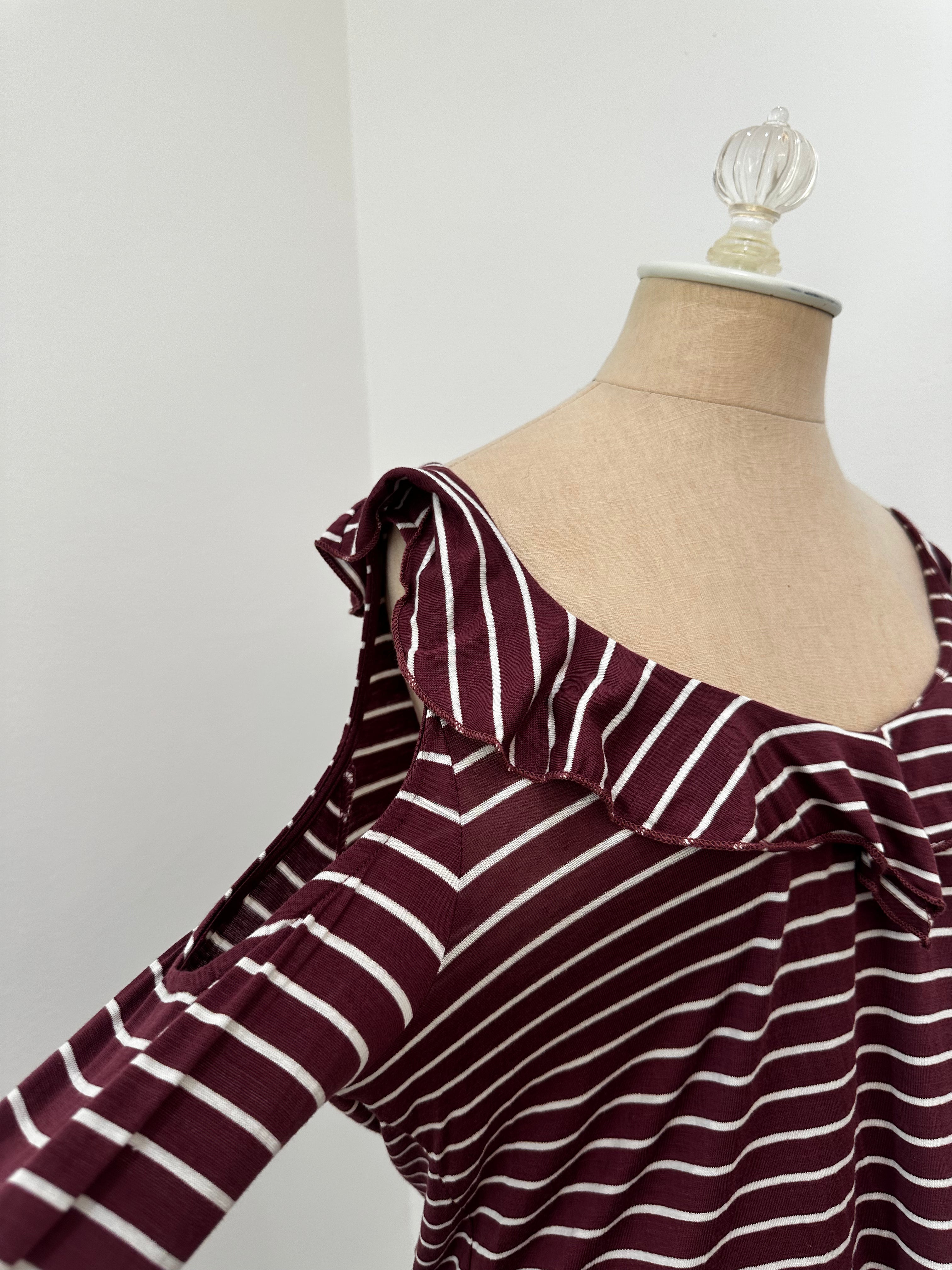 Purple Stripped Off Shoulder Top New with Tag(Size Large)