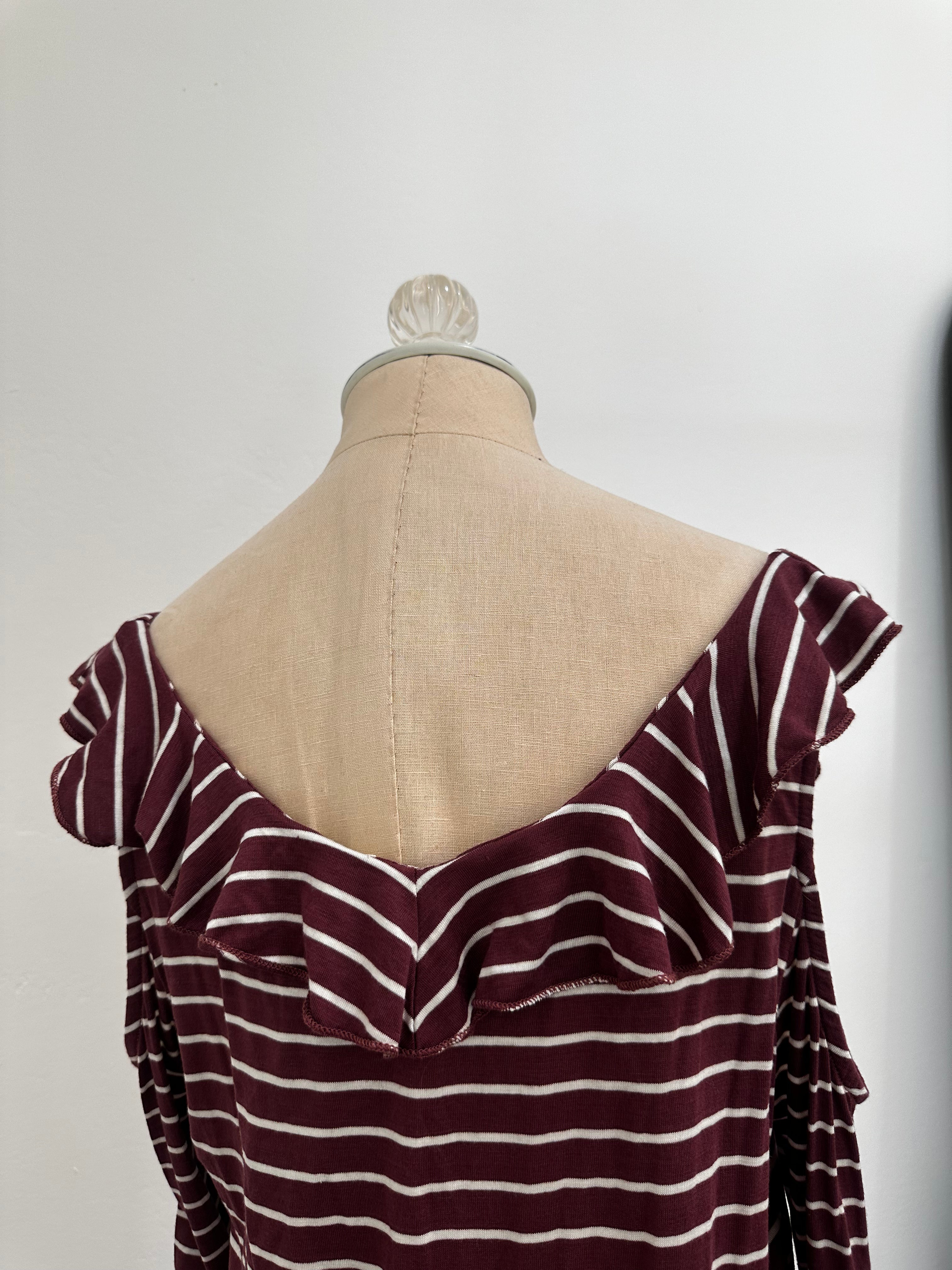 Purple Stripped Off Shoulder Top New with Tag(Size Large)