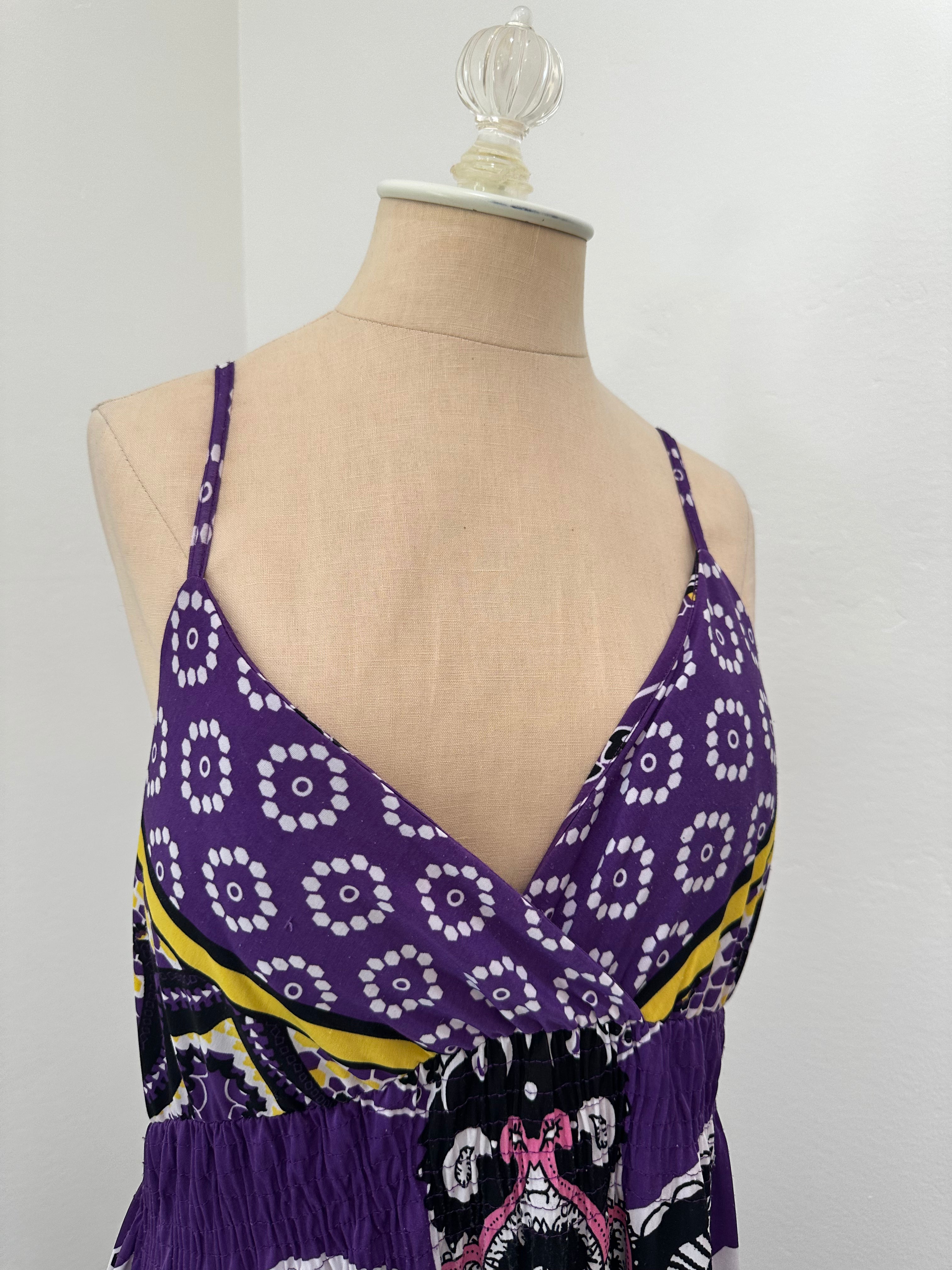 Purple Pattern Maxi Dress (Size Large)