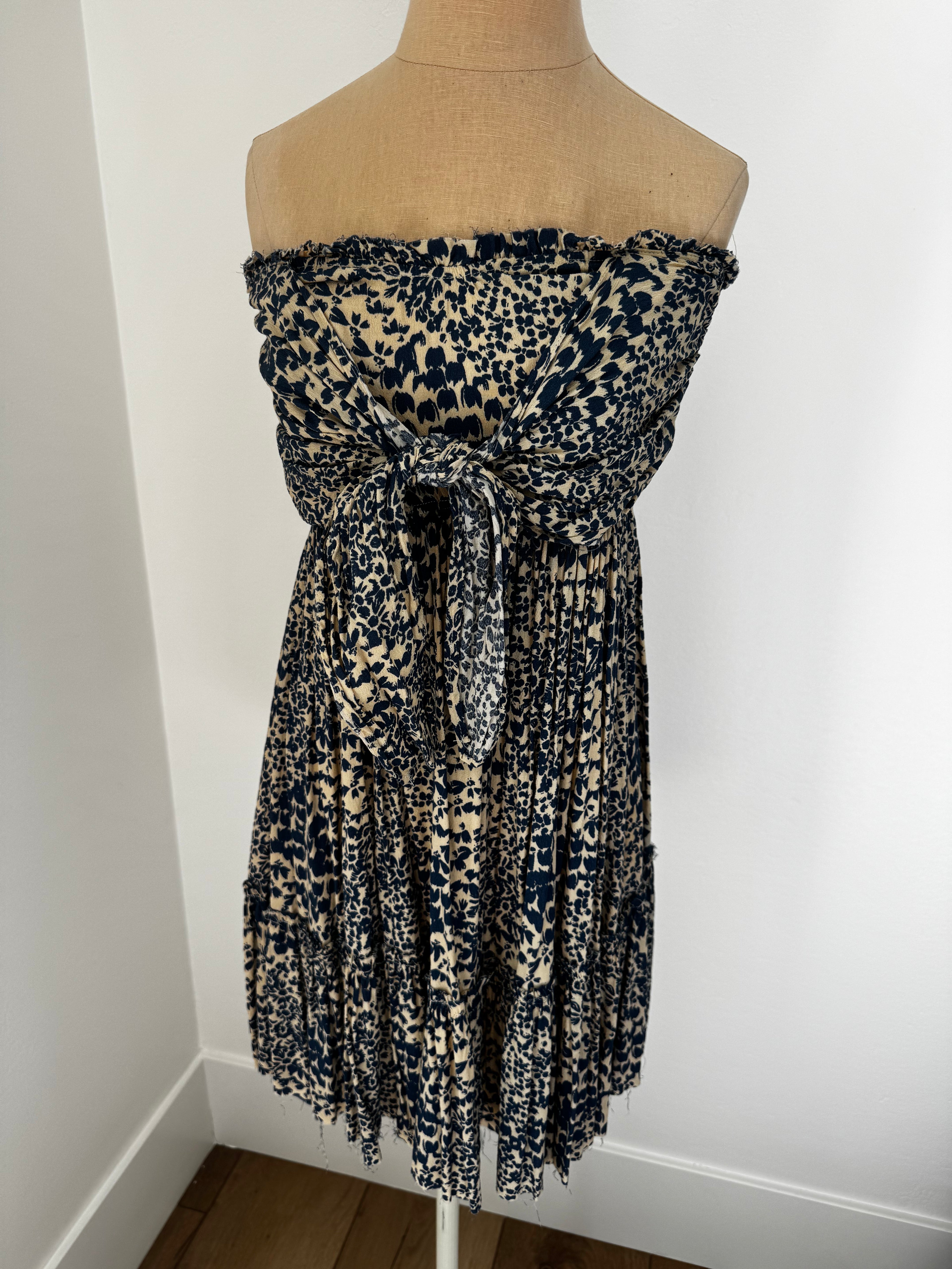 Strapless Blue Pattern Dress