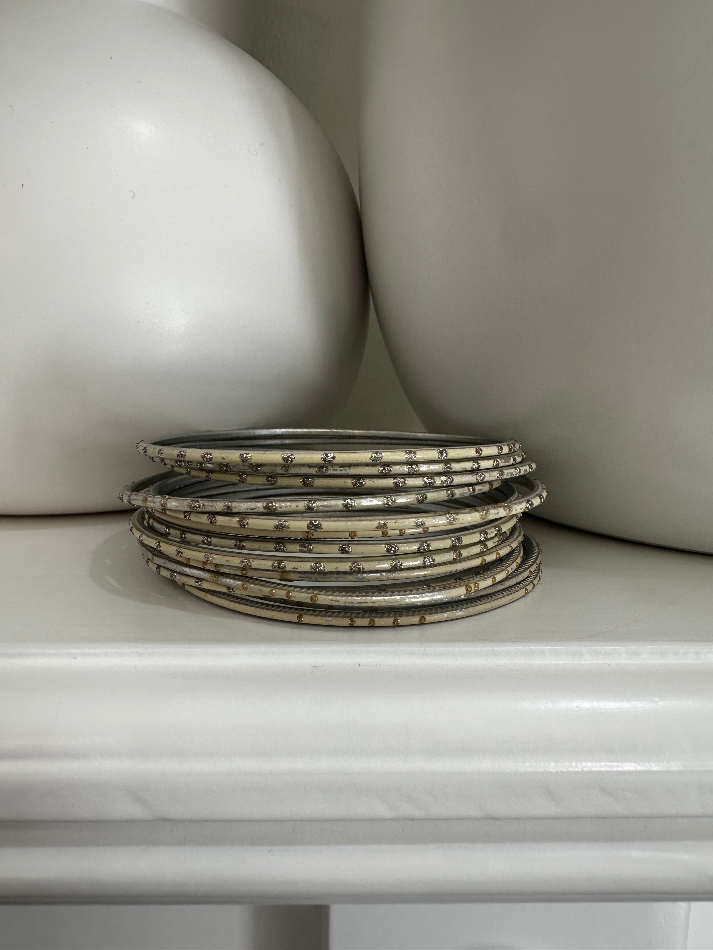 13 Set White Bangles