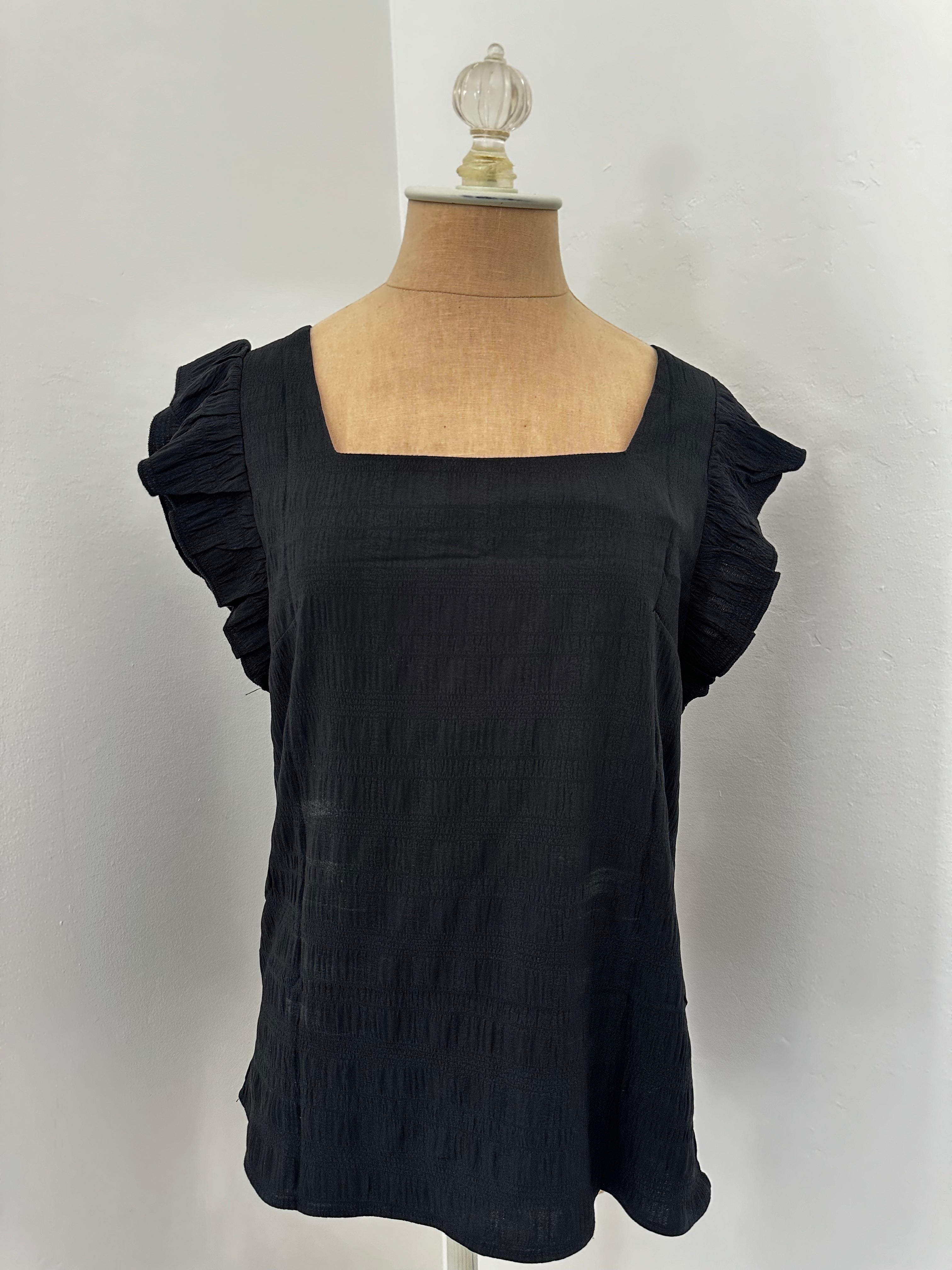 Black Square Neck Top( Size Medium)