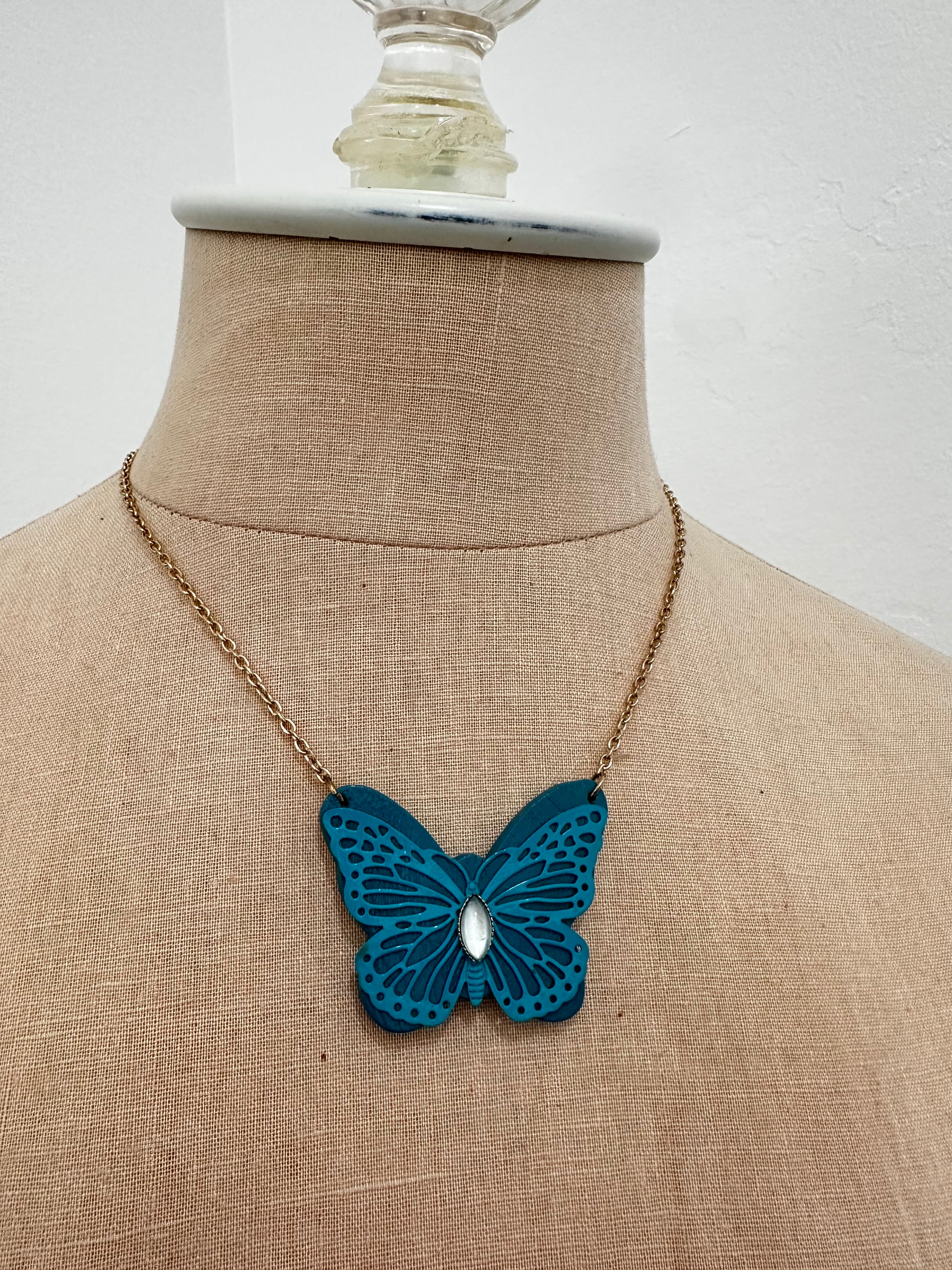 Blue Butterfly Necklace