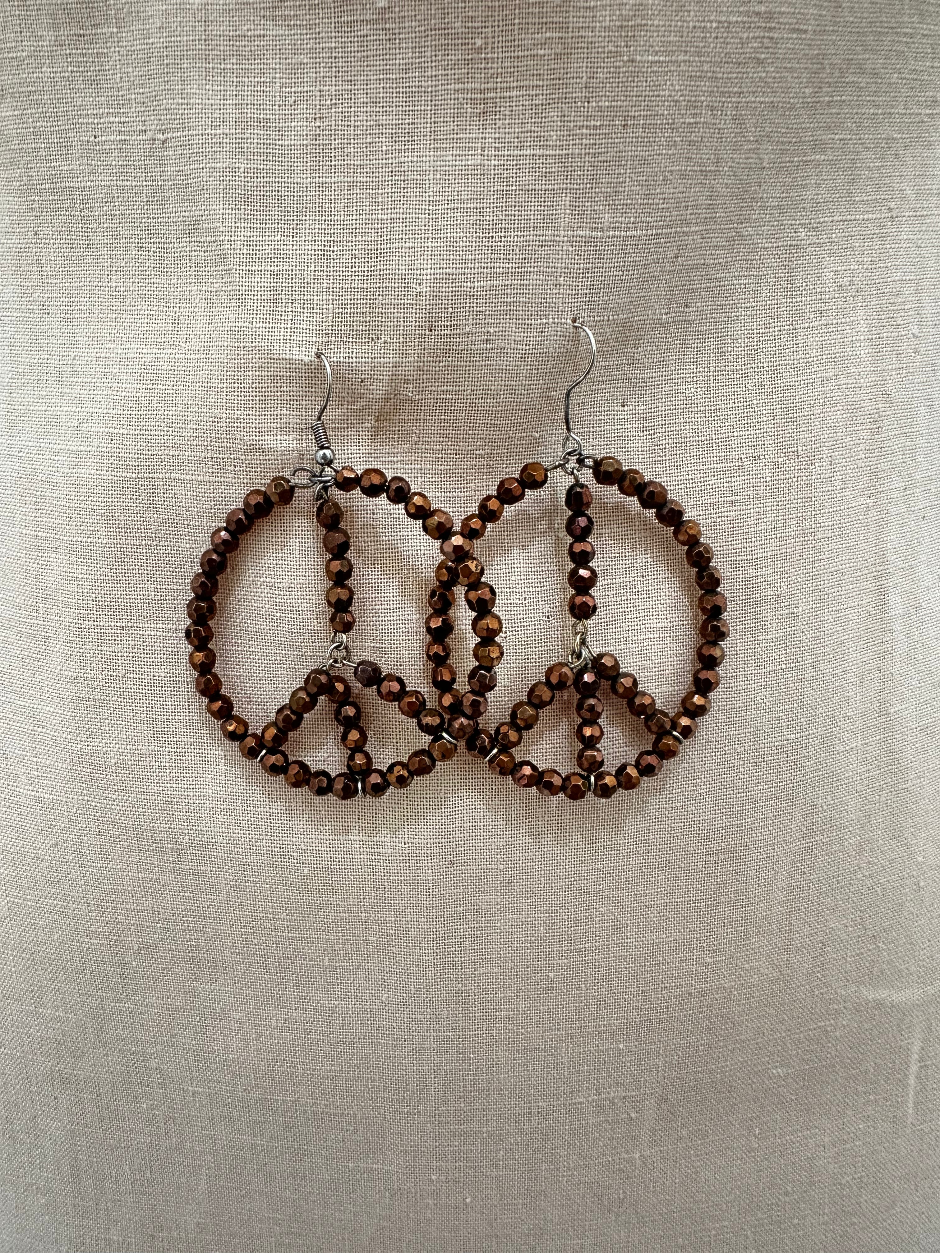 Brown Peace Earrings