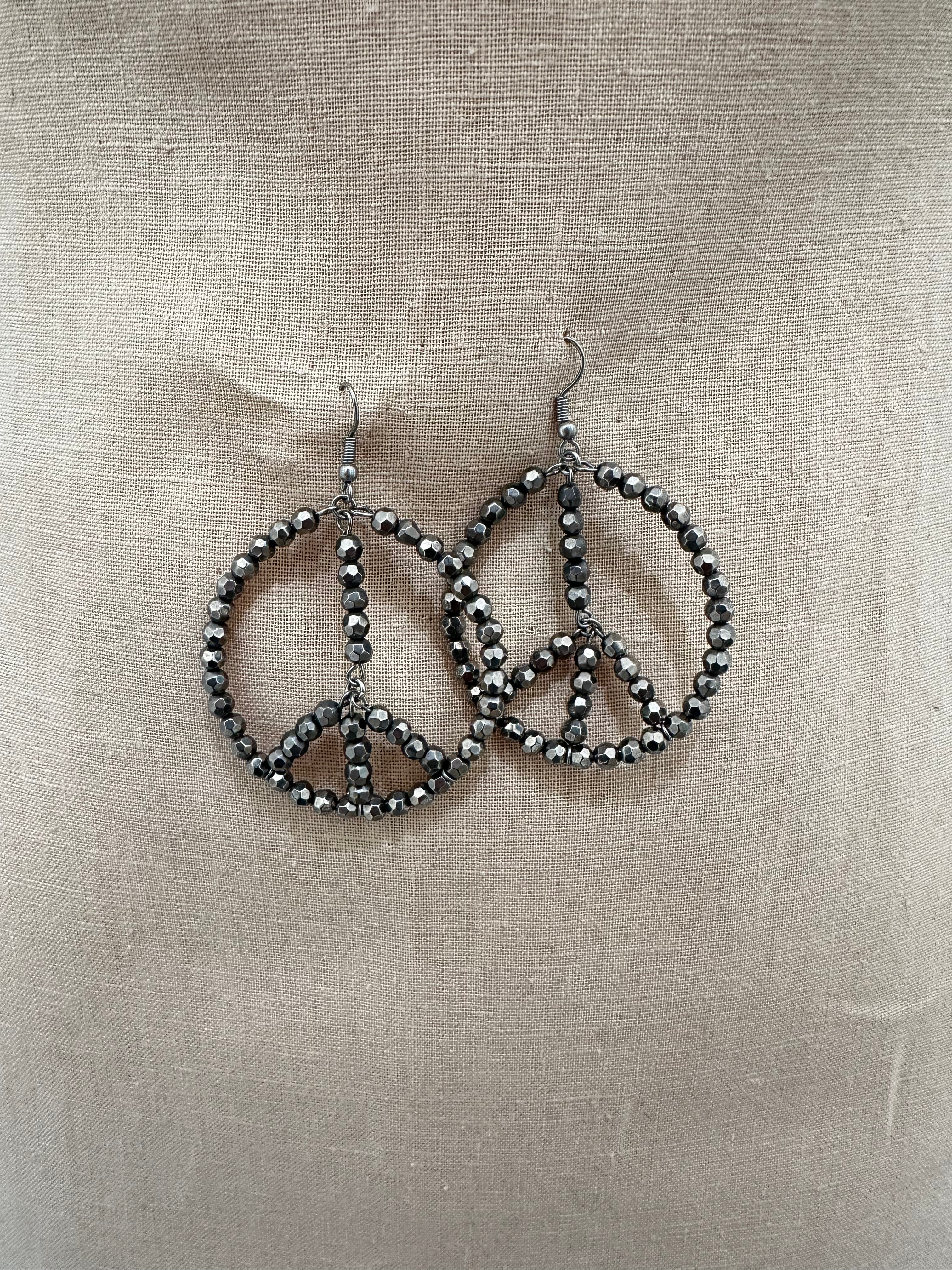 Gray Peace Earrings