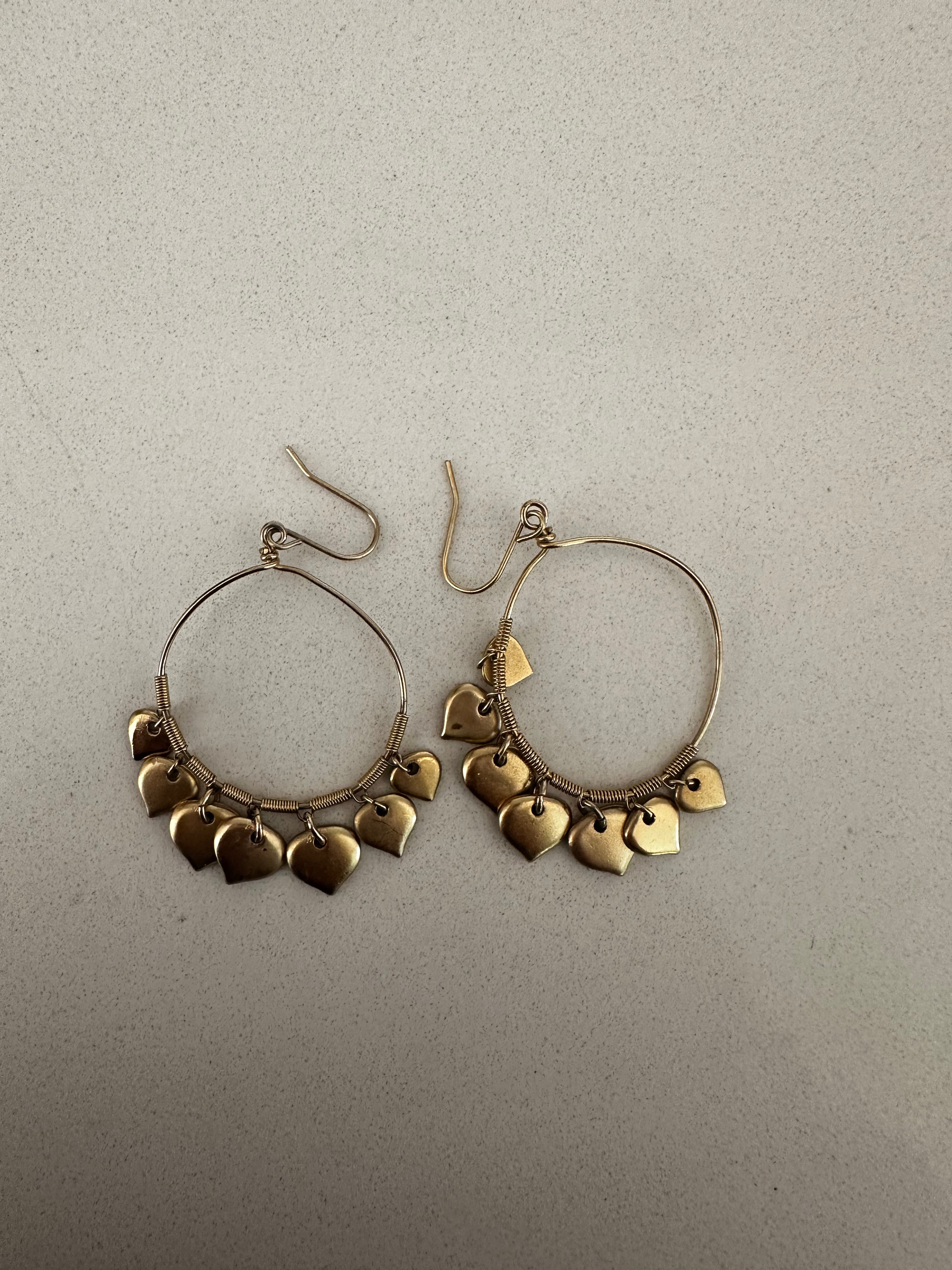 Heart Dangle Hoop Earrings