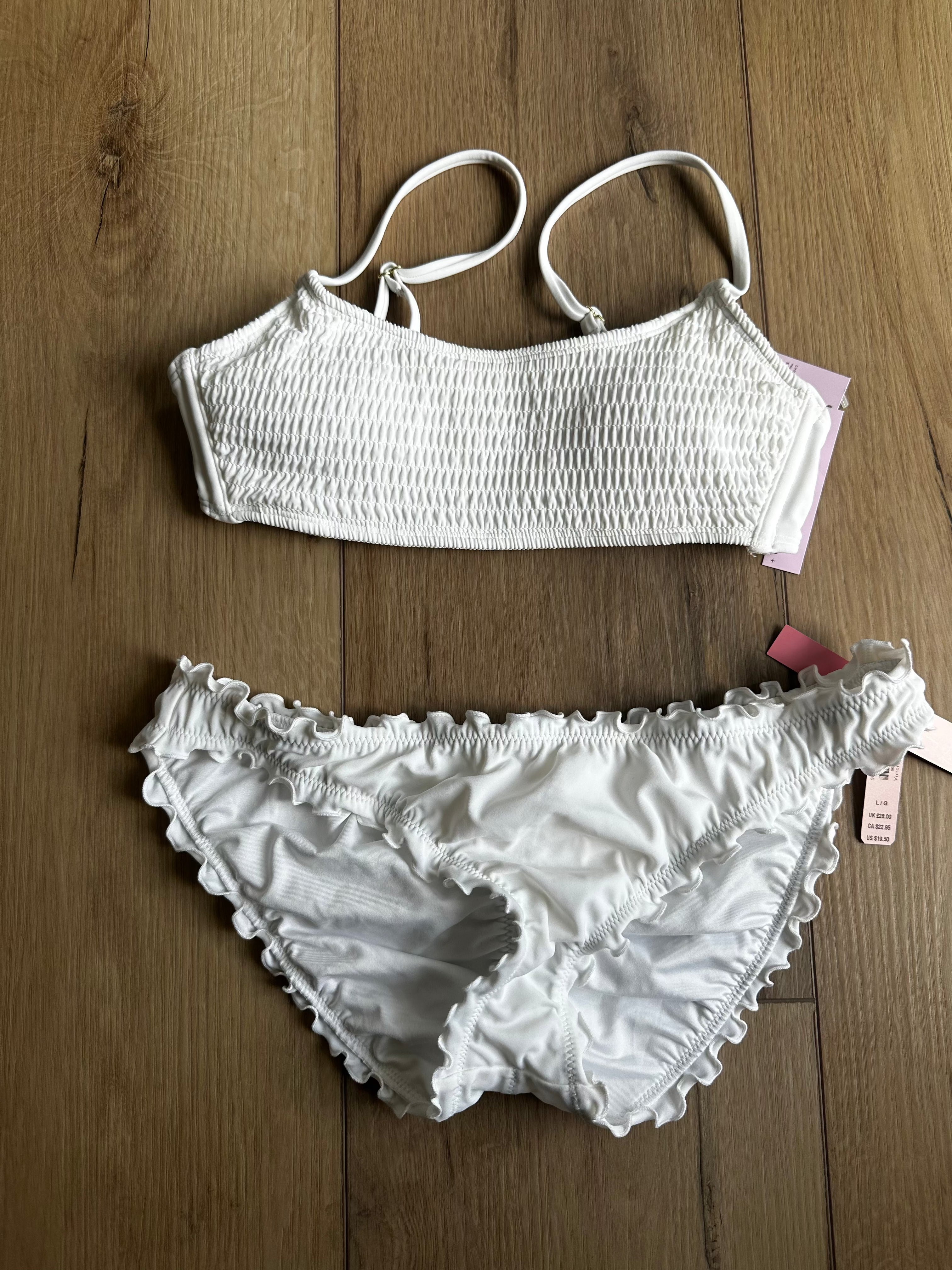 White Bikini New 9 (Size large bottom small top)