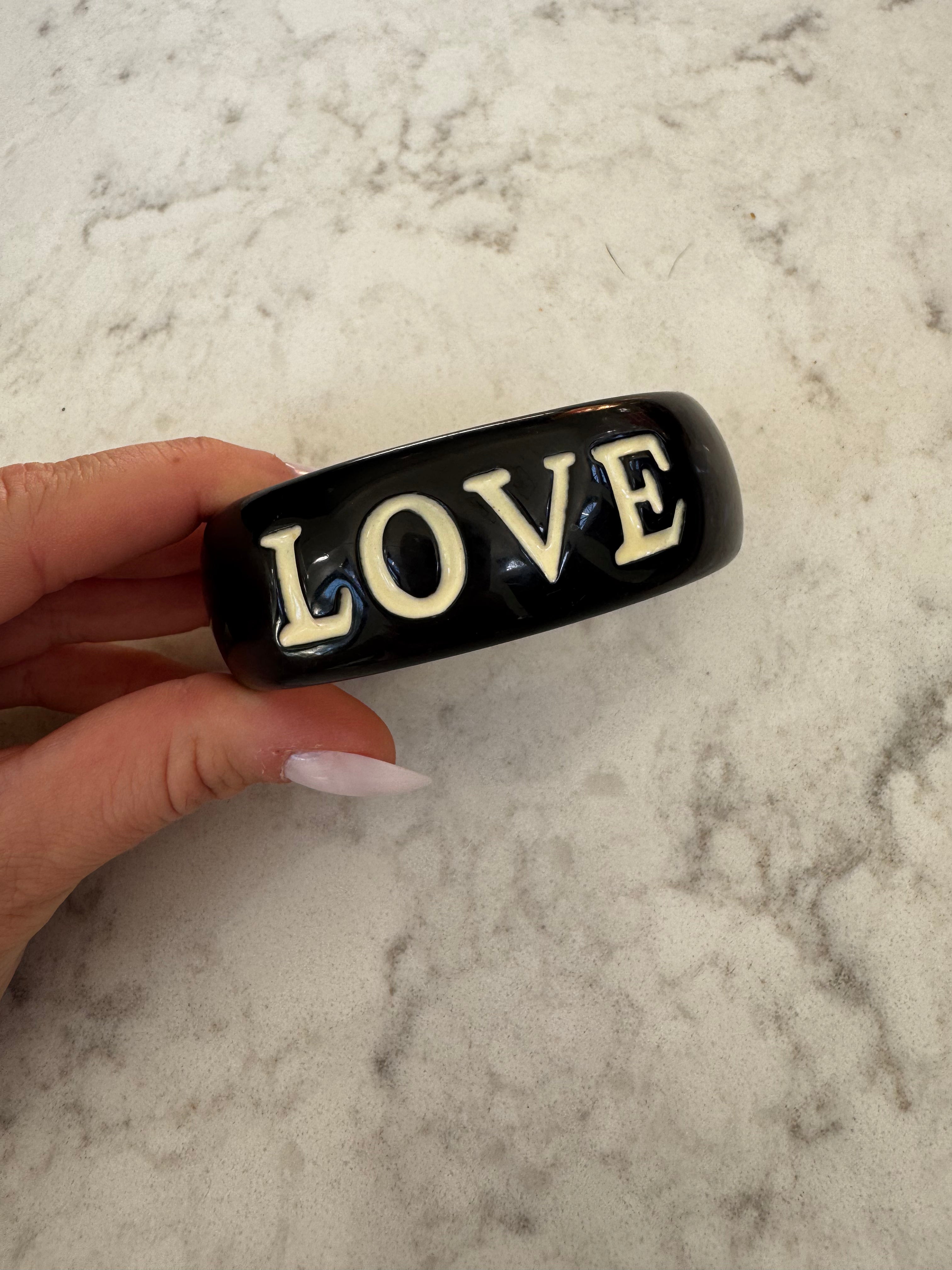 "Love" Black Bangle