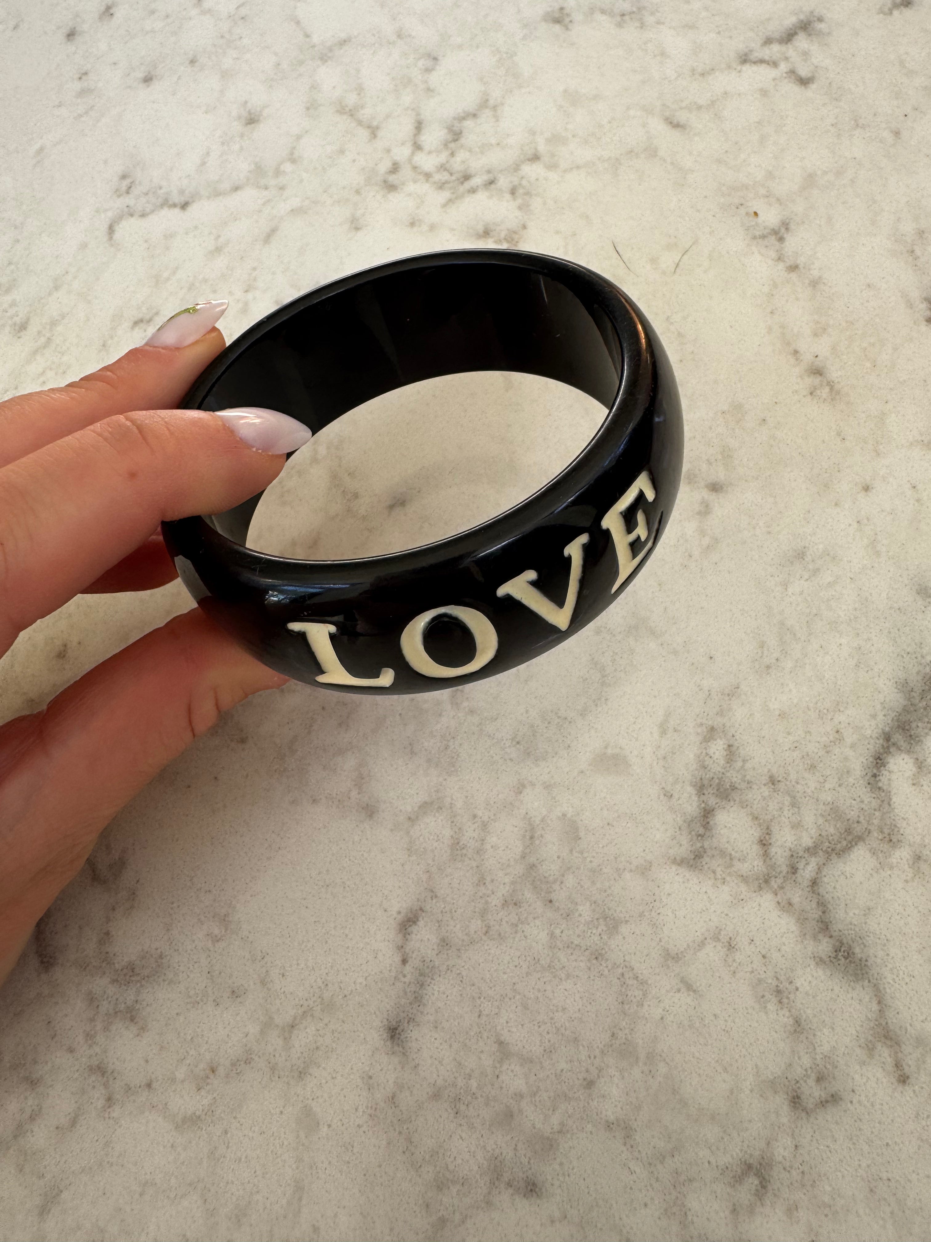 "Love" Black Bangle