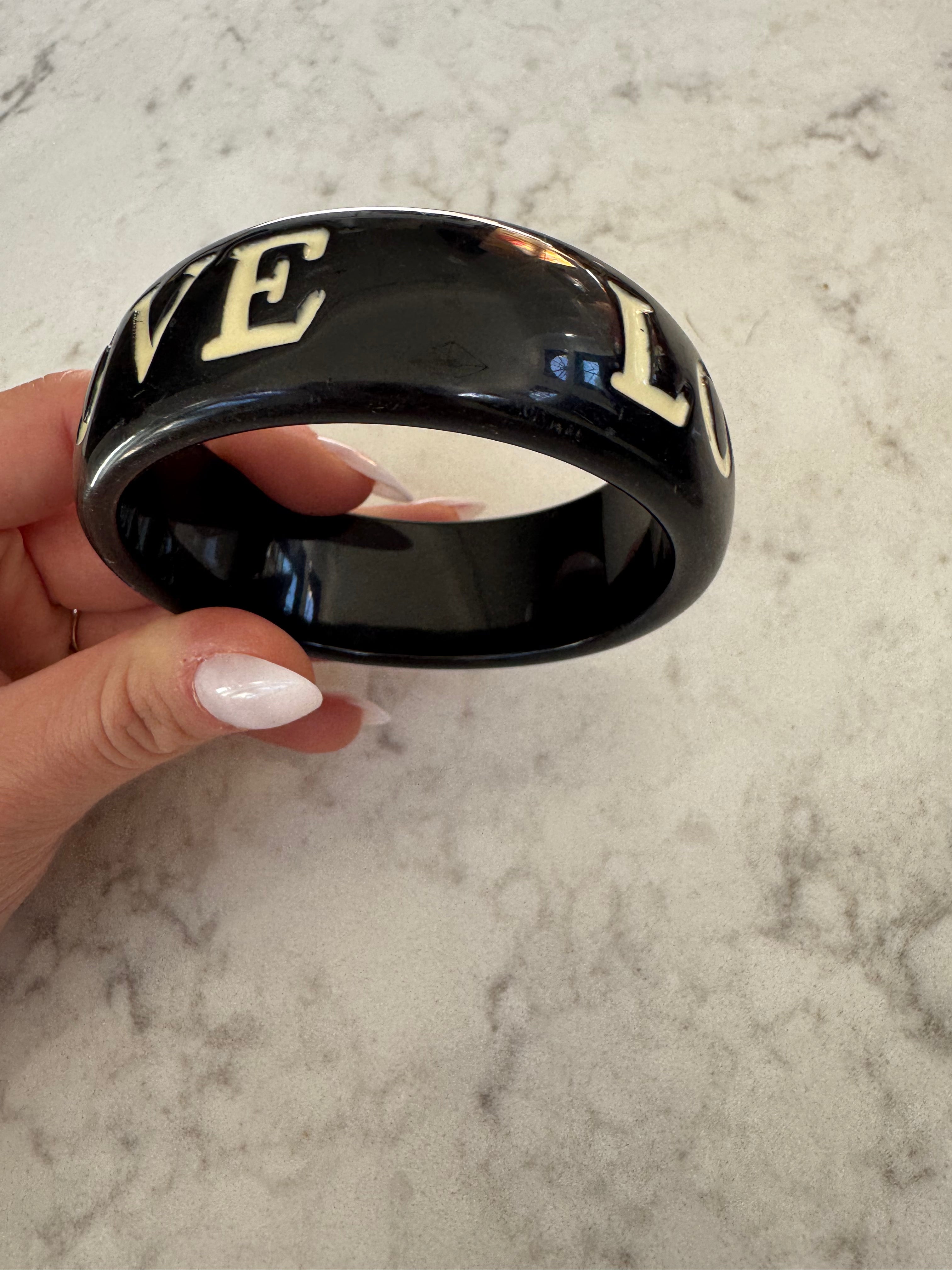 "Love" Black Bangle