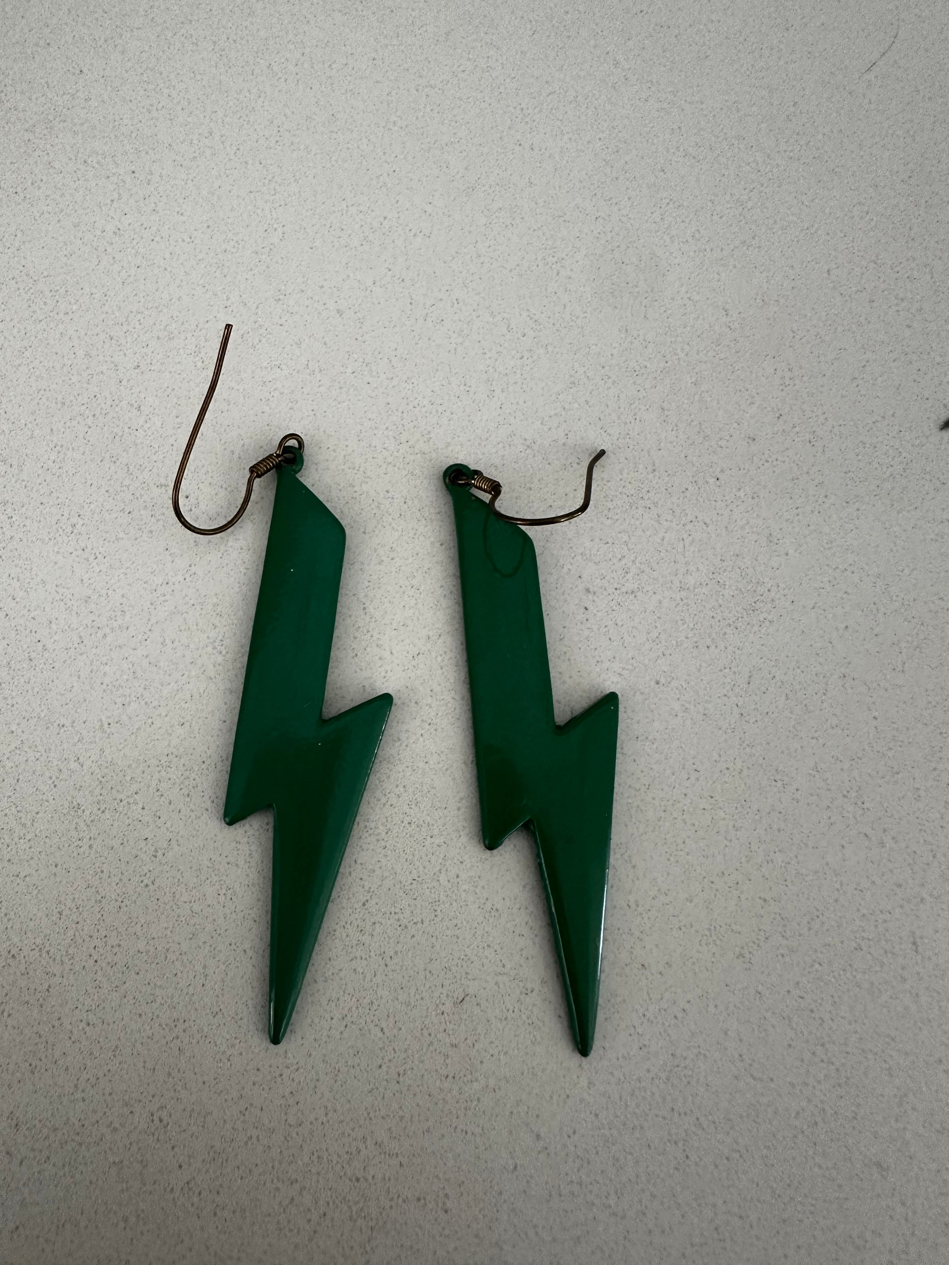 Green Lightning Bolt Earrings