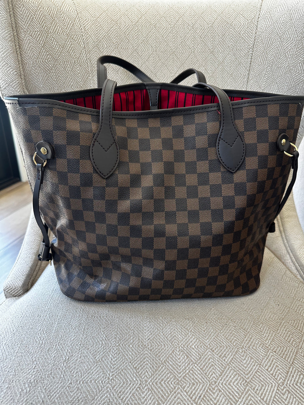 Brown Checkered Tote Bag Designer Inspired