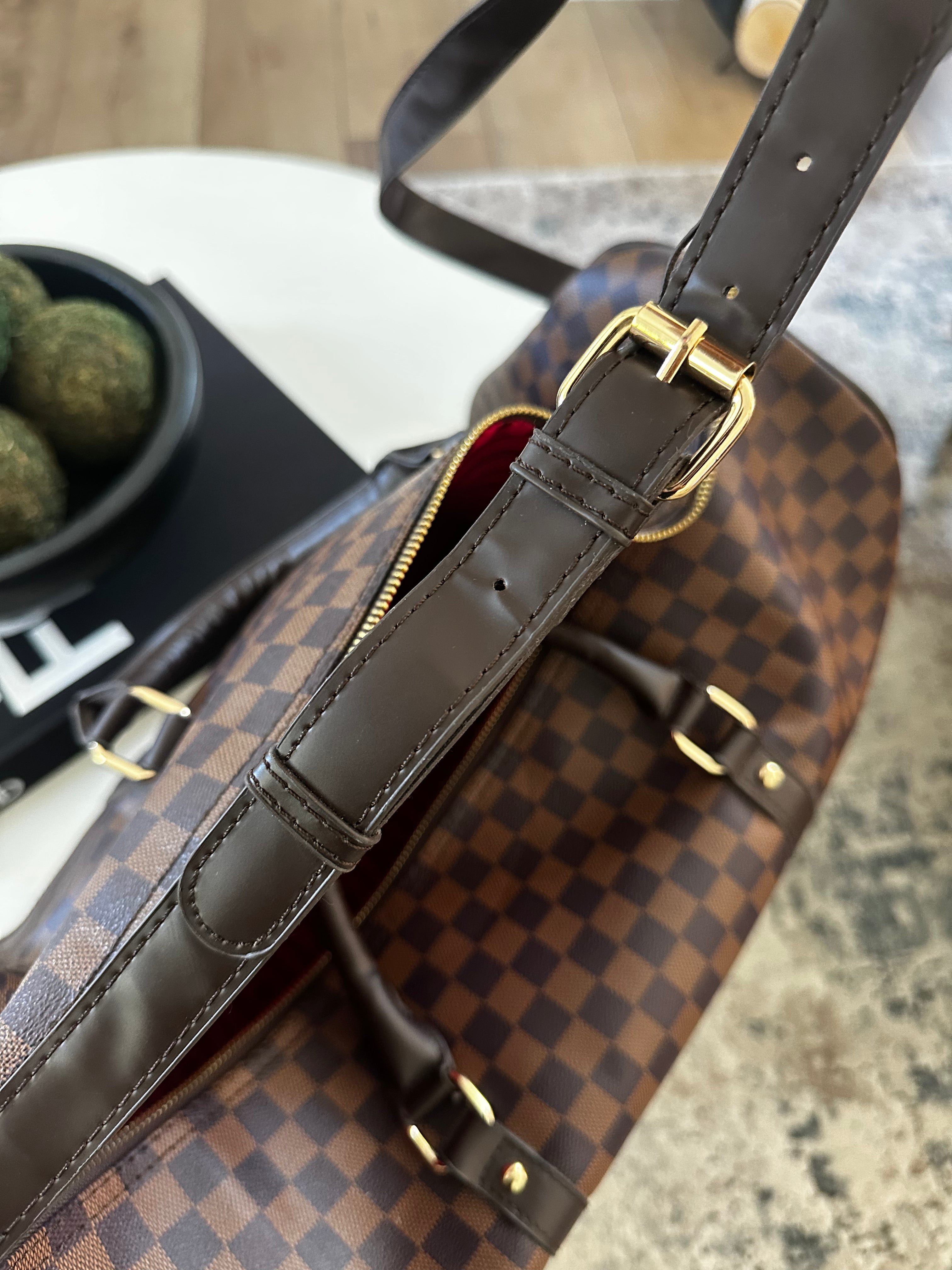 Brown Checkered Designer Inspired Duffle
