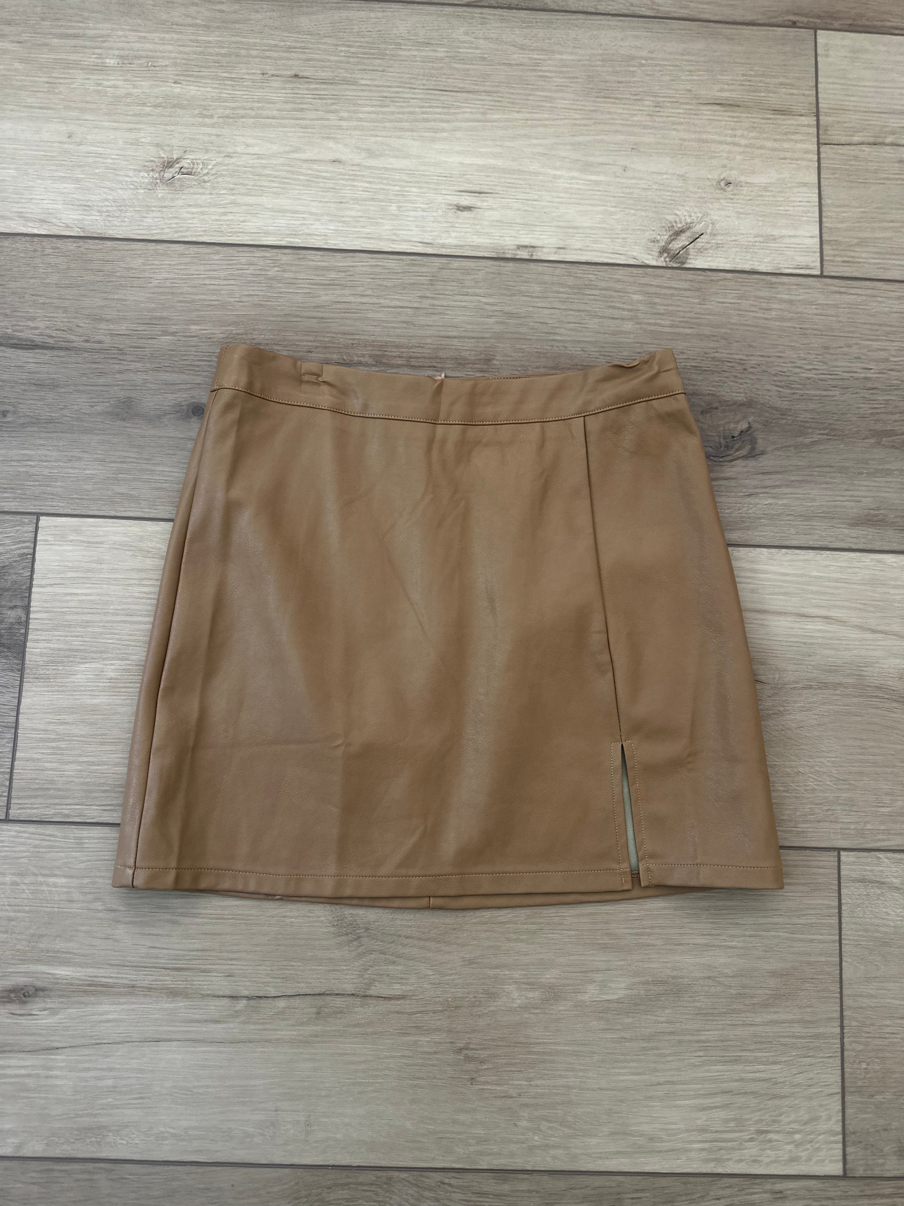 Tan Pleather Skirt (Size Medium)