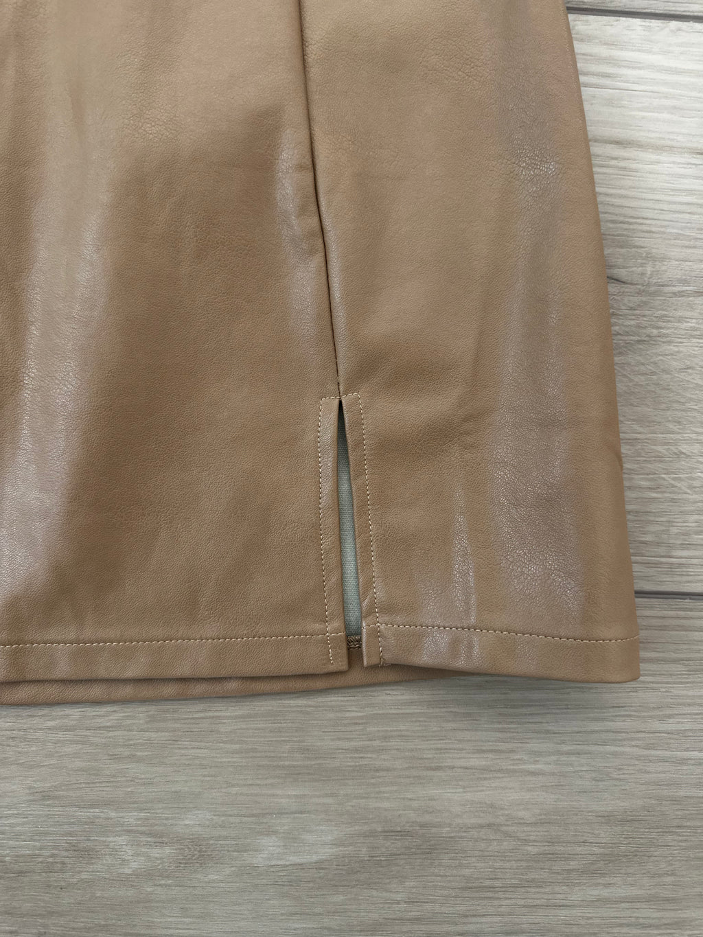 Tan Pleather Skirt (Size Medium)