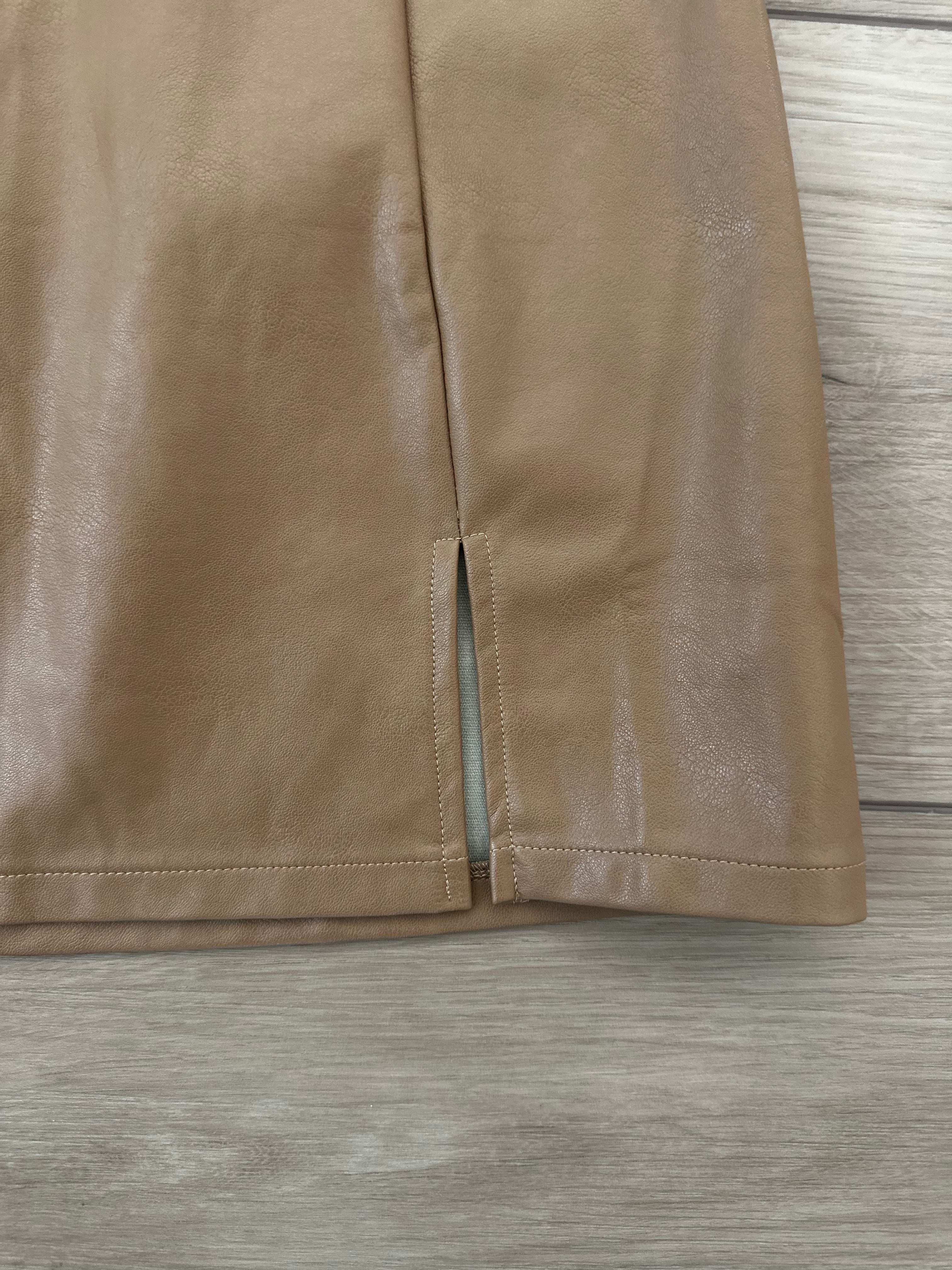 Tan Pleather Skirt (Size Medium)