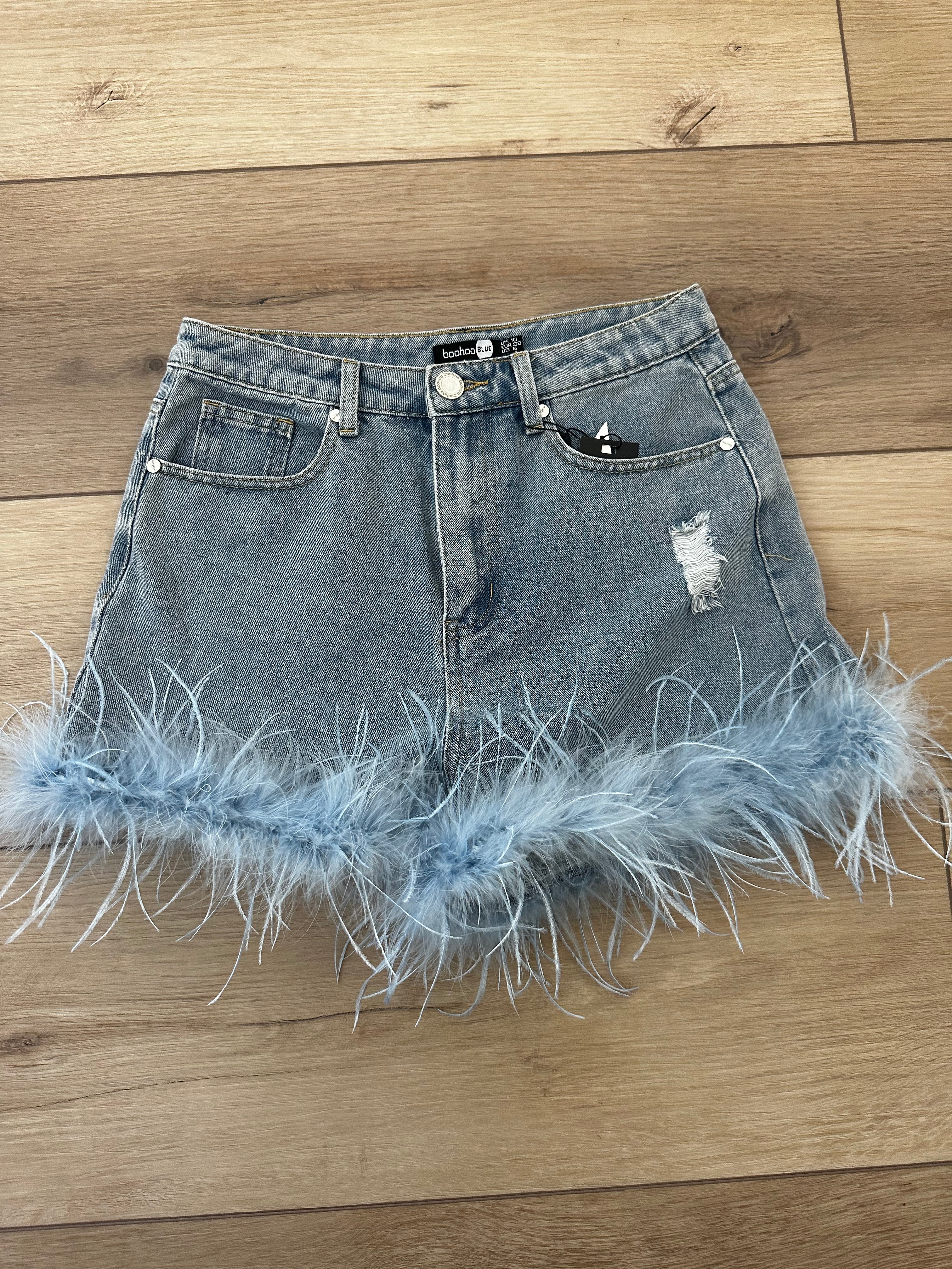 Denim Feather Shorts (Size 6)