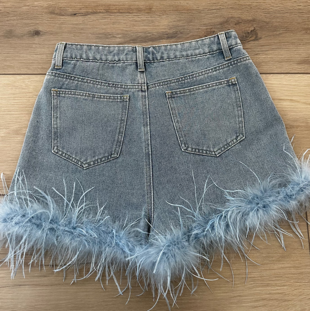 Denim Feather Shorts (Size 6)