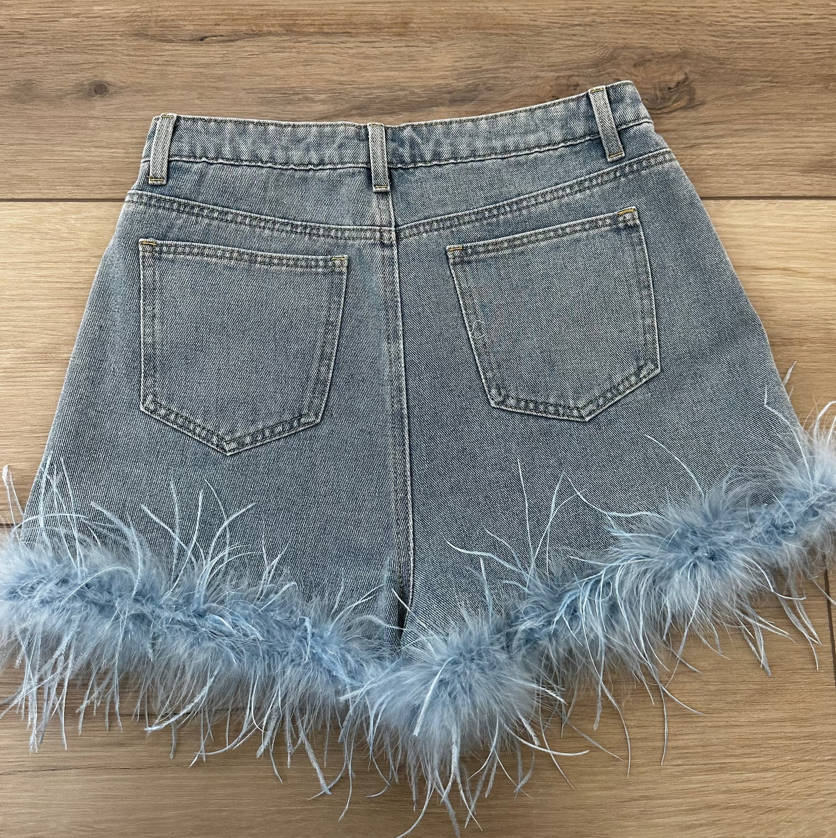Denim Feather Shorts (Size 6)