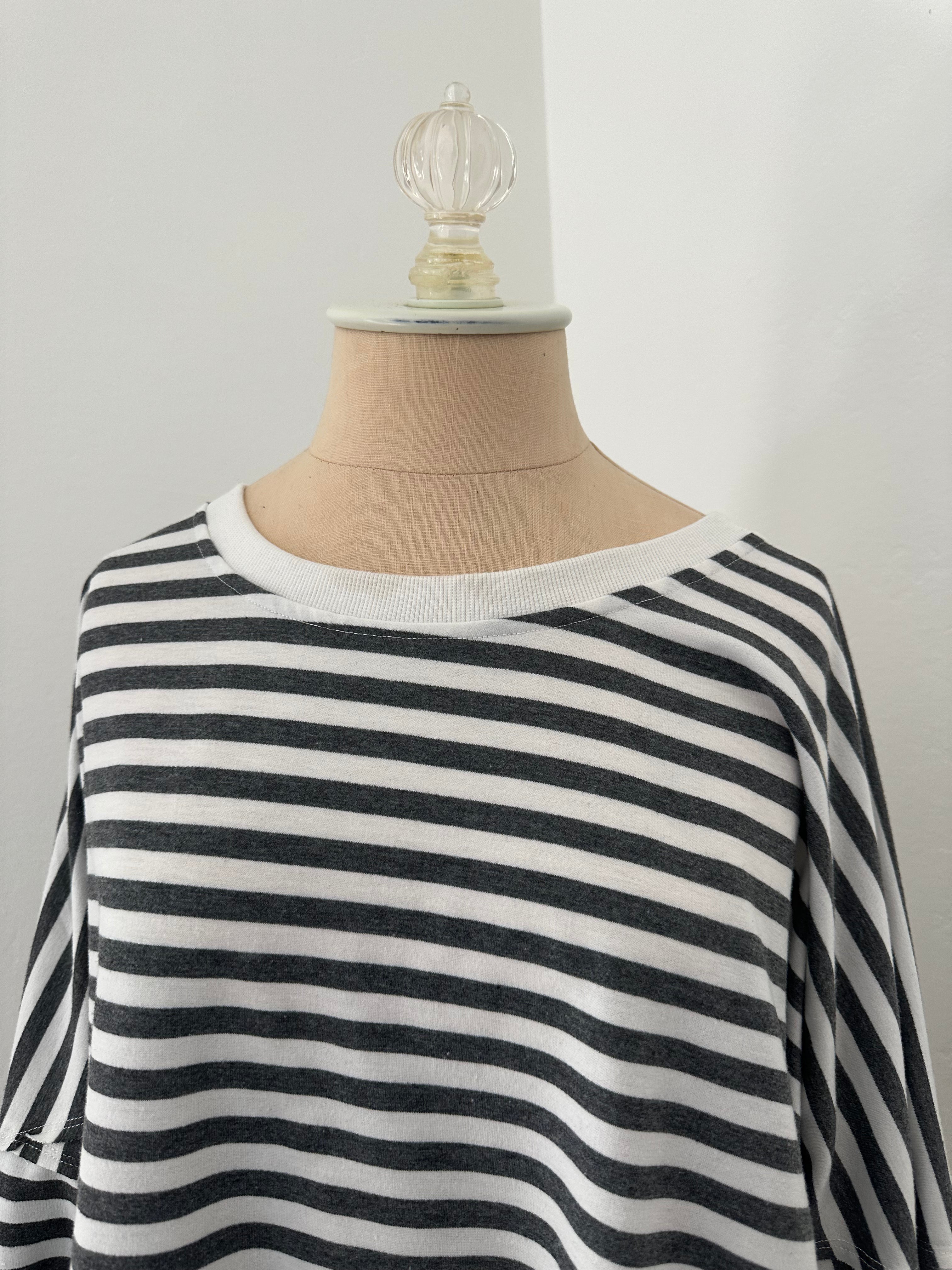 Gray and White Striped Top (SIze Large)