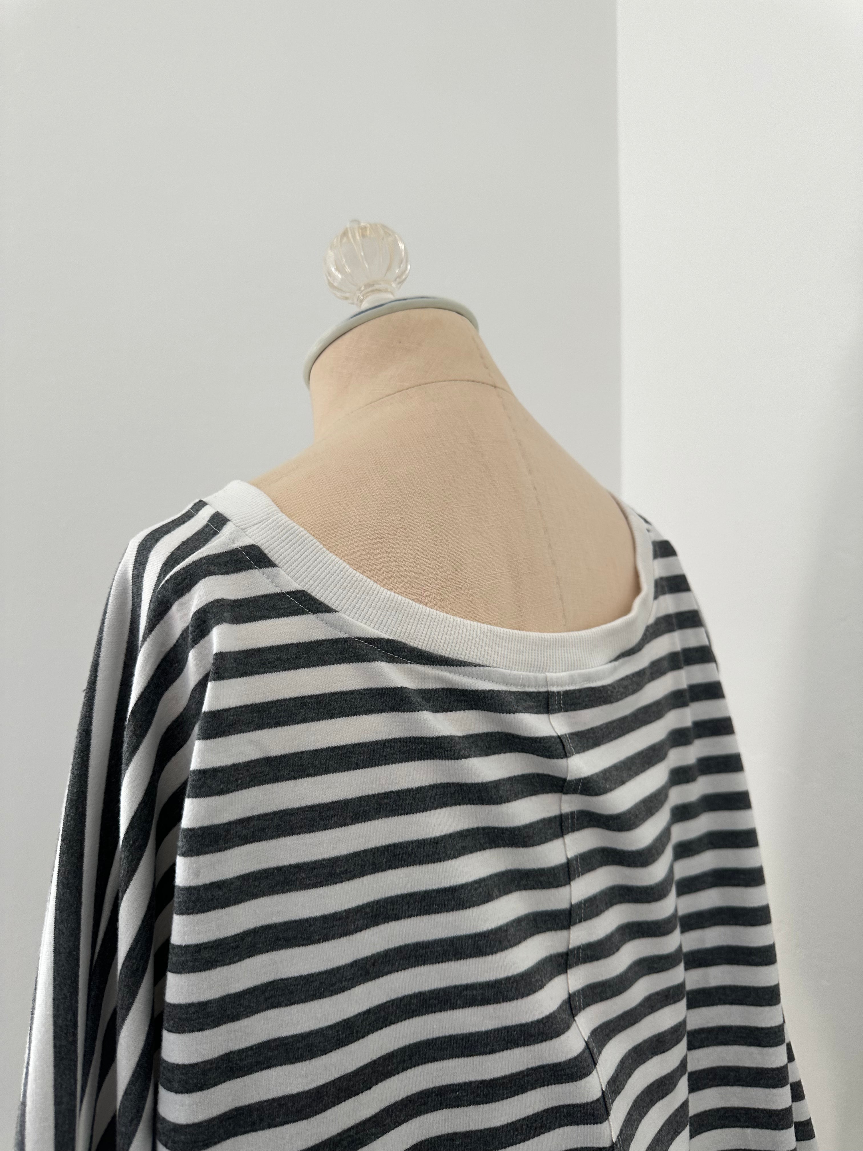 Gray and White Striped Top (SIze Large)