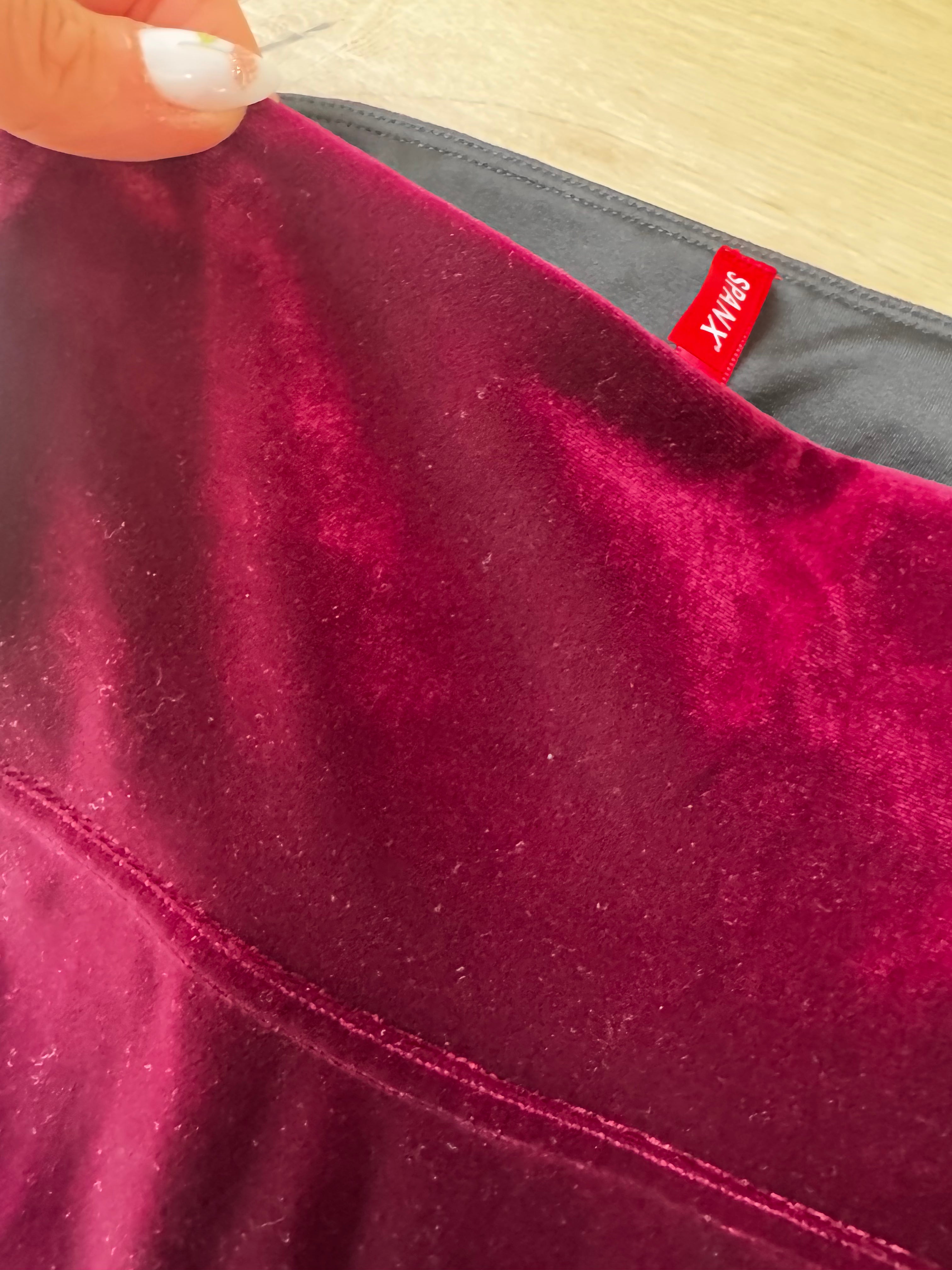 Spanx Velvet Leggings in Rich Burgundy (Size M)