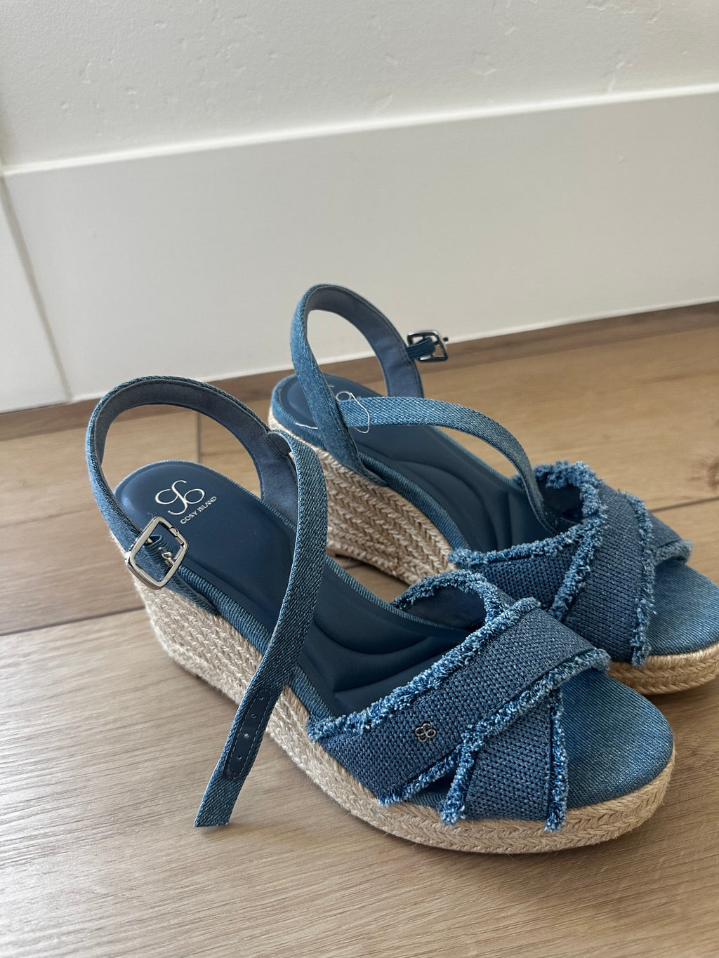 Blue Wedge Heels (Size 7.5)
