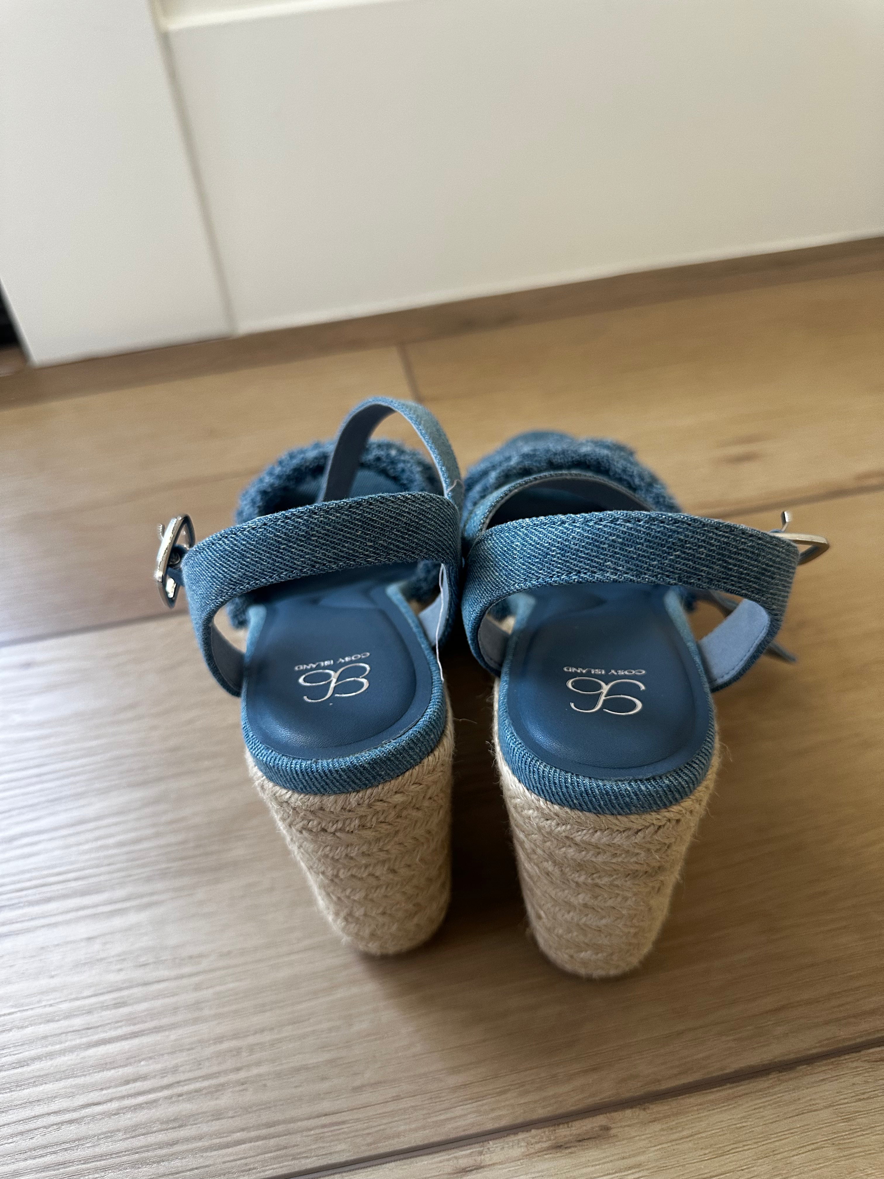 Blue Wedge Heels (Size 7.5)