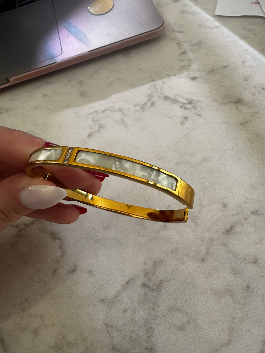 Gold Bracelet with Stone Detail